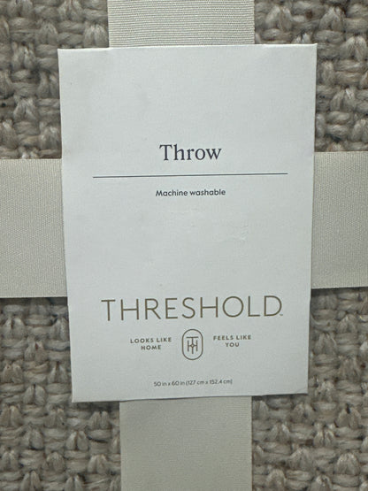 Threshold Beige Woven Throw Blanket 50x60 Recycled Machine Washable