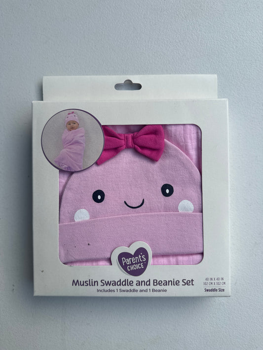 Muslin Beanie Swaddle Pink