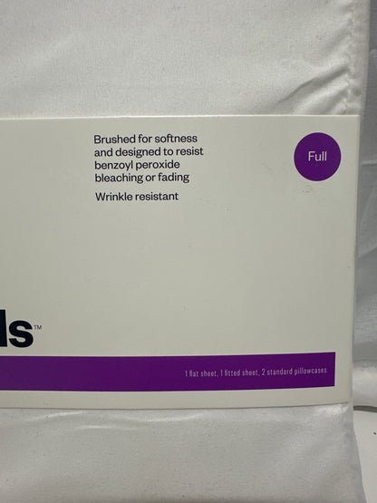 Room Essentials Full White Microfiber Sheet Set Wrinkle Resistant 4 Piece