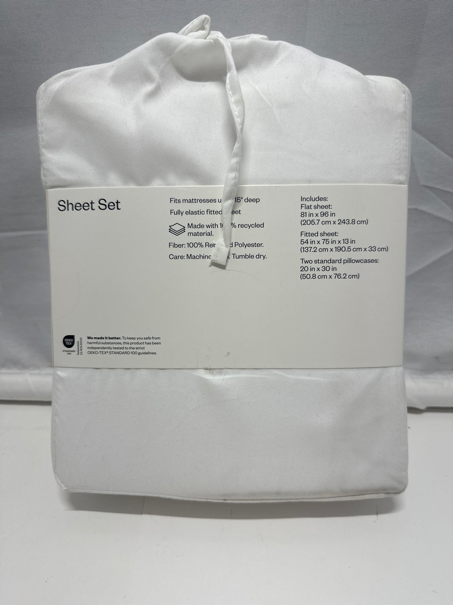 Room Essentials Full White Microfiber Sheet Set Wrinkle Resistant 4 Piece