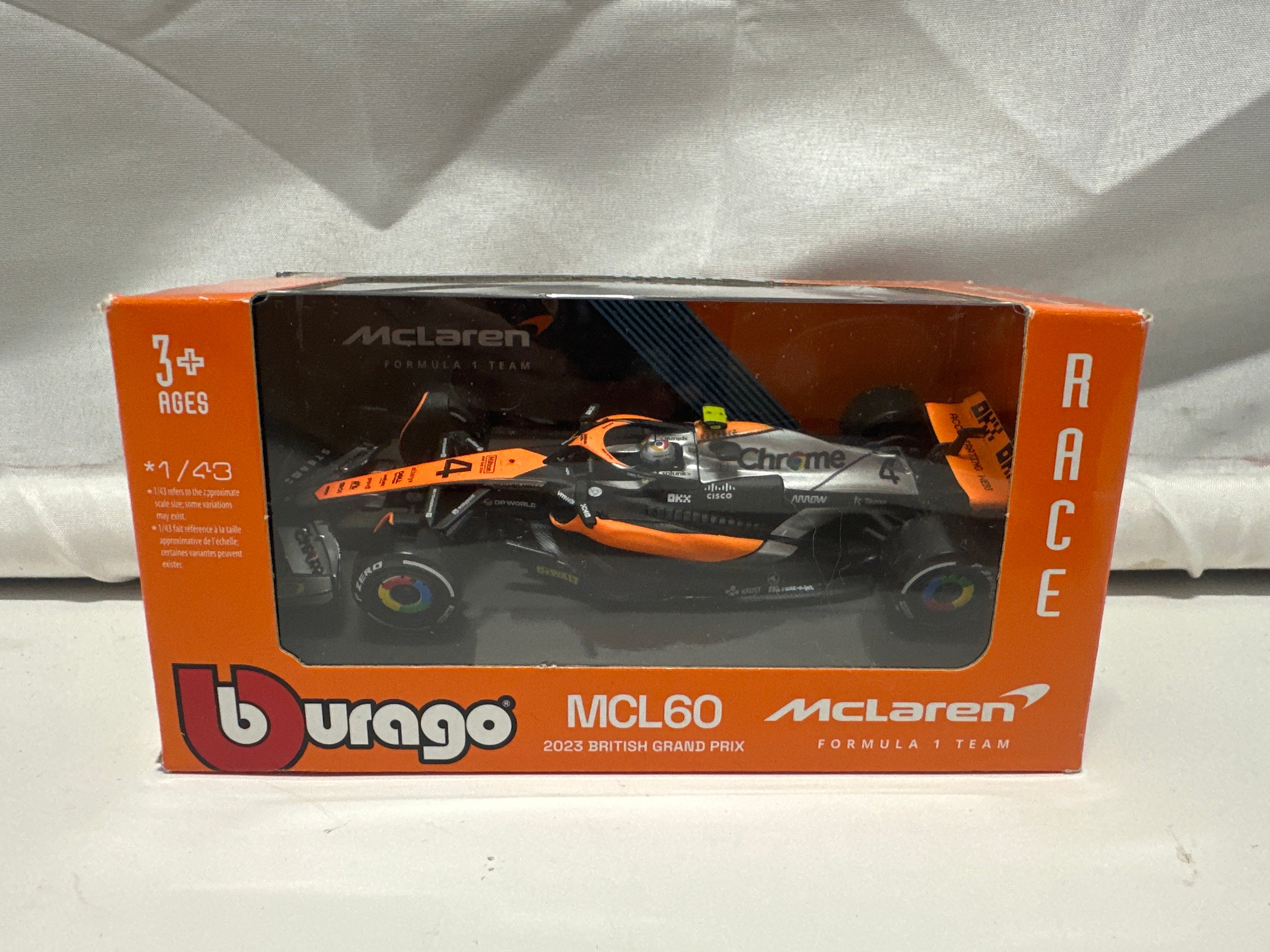 Bburago 1:43 McLaren MCL60 Lando Norris #4 2023 British GP Diecast Car