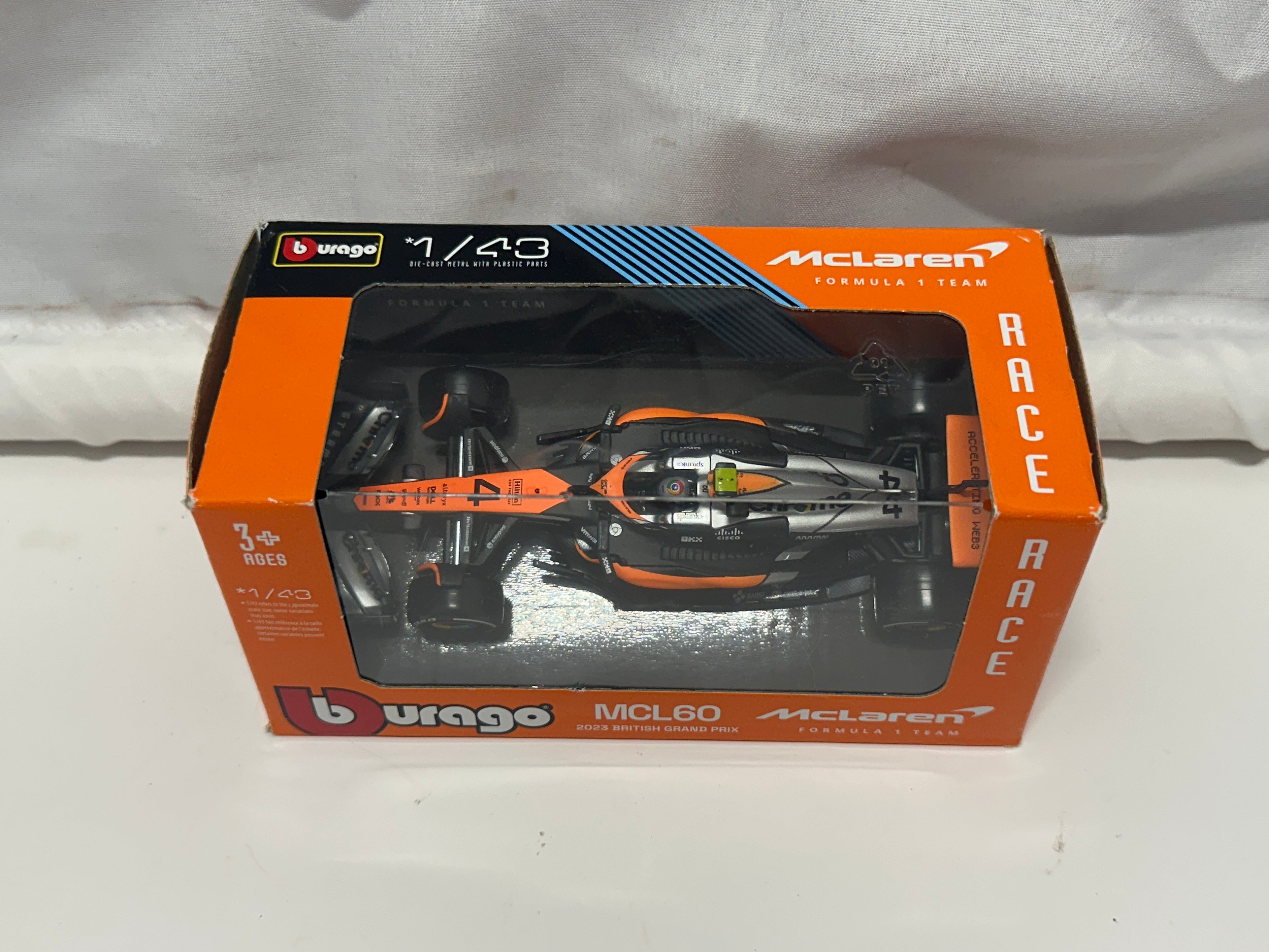 Bburago 1:43 McLaren MCL60 Lando Norris #4 2023 British GP Diecast Car