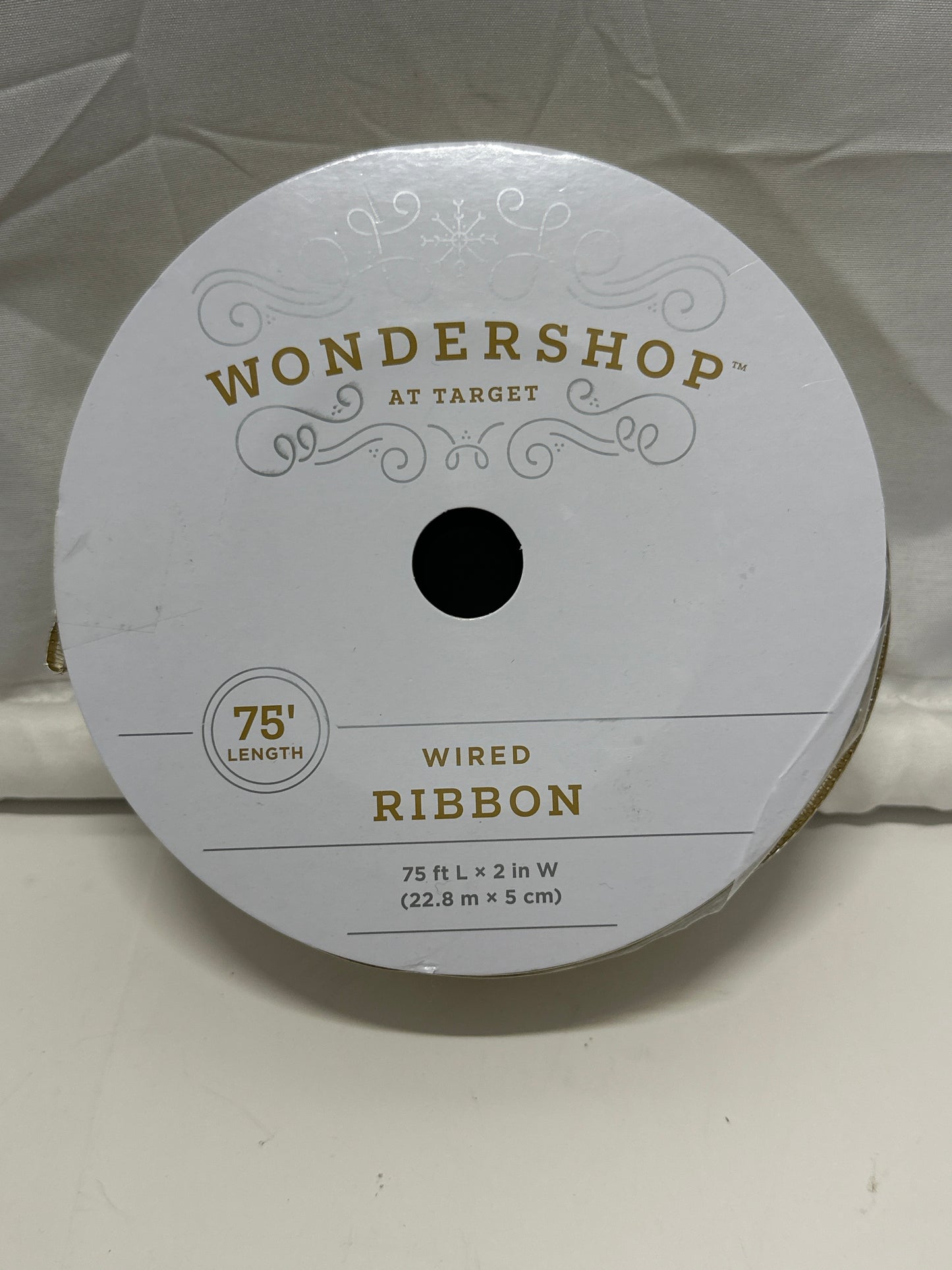 Wondershop Gold Wired Ribbon 2" x 75 Ft Christmas Gift Wrap Wreath Bow