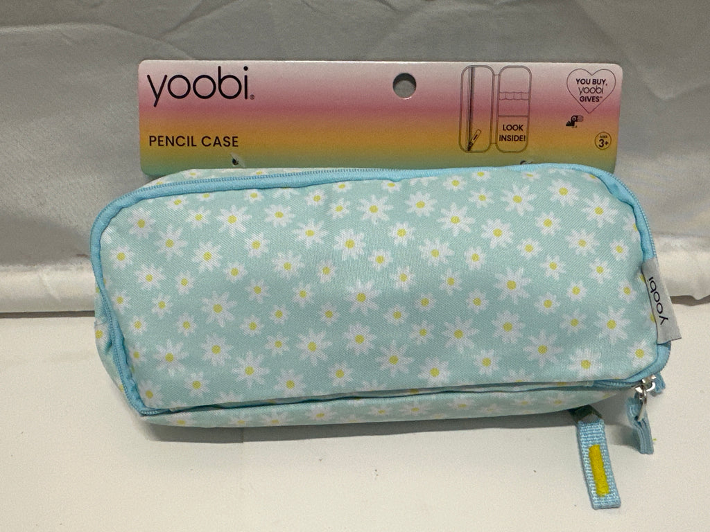 Yoobi Blue Daisy Pencil Case Zippered School Supply Pouch