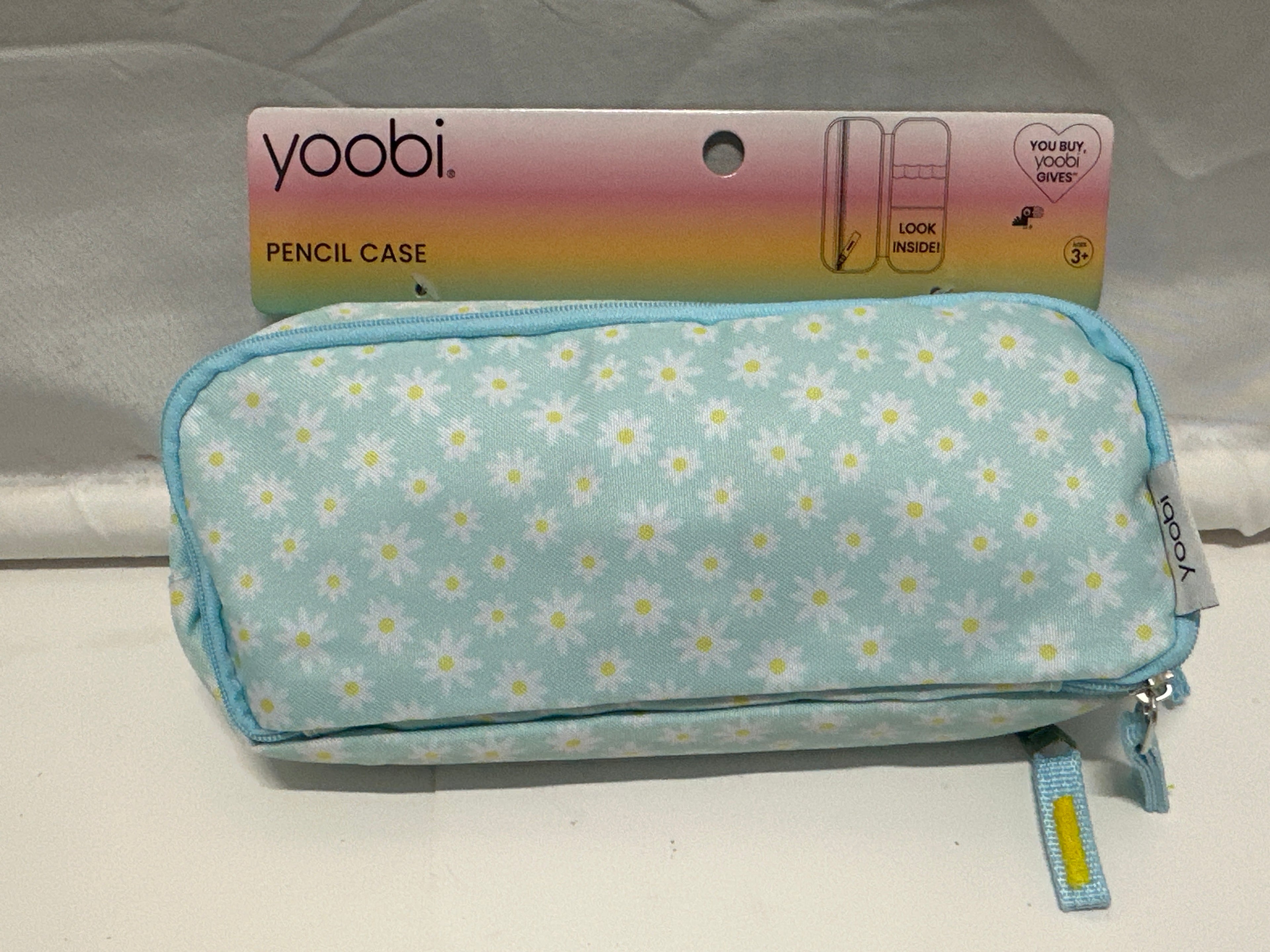 Yoobi Blue Daisy Pencil Case Zippered School Supply Pouch
