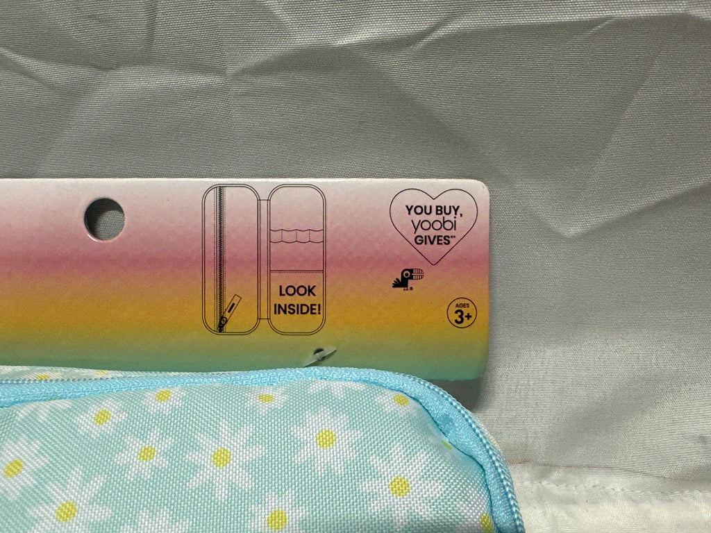 Yoobi Blue Daisy Pencil Case Zippered School Supply Pouch
