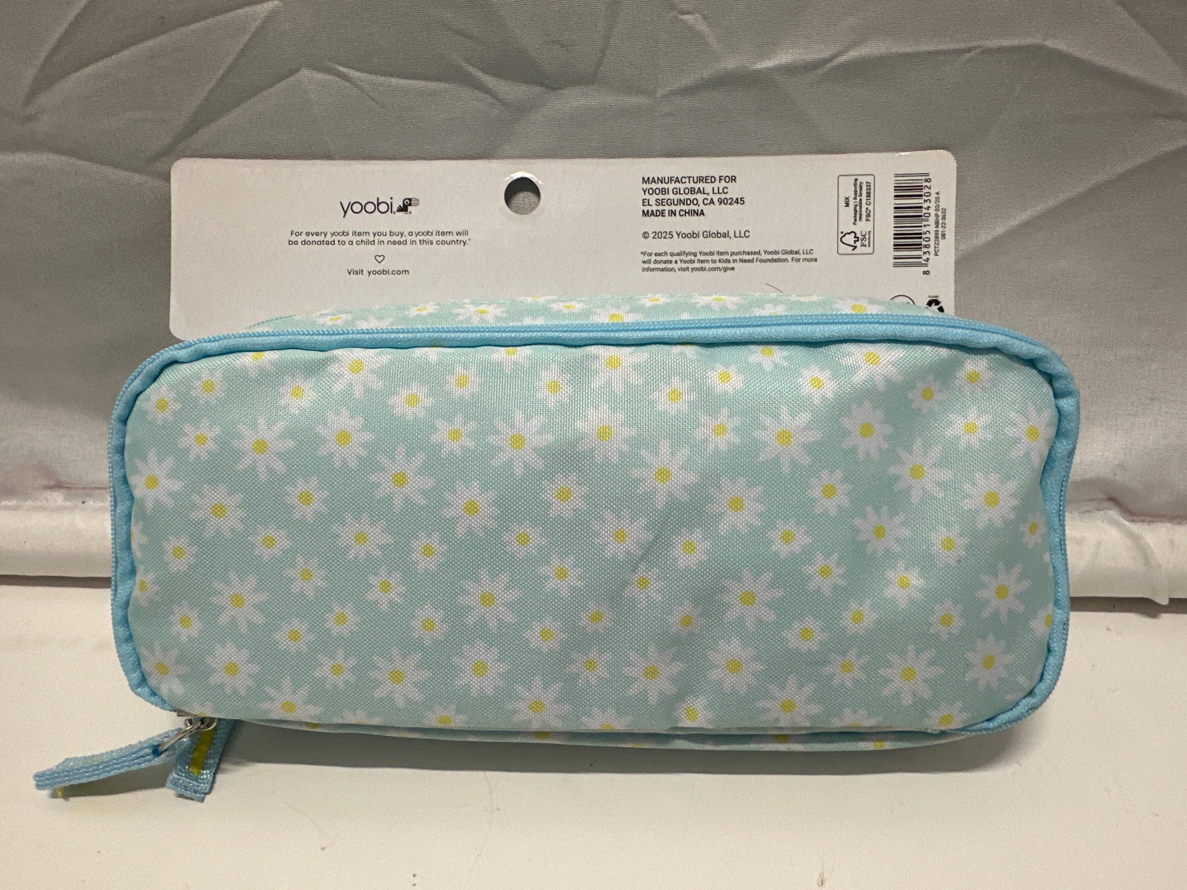 Yoobi Blue Daisy Pencil Case Zippered School Supply Pouch