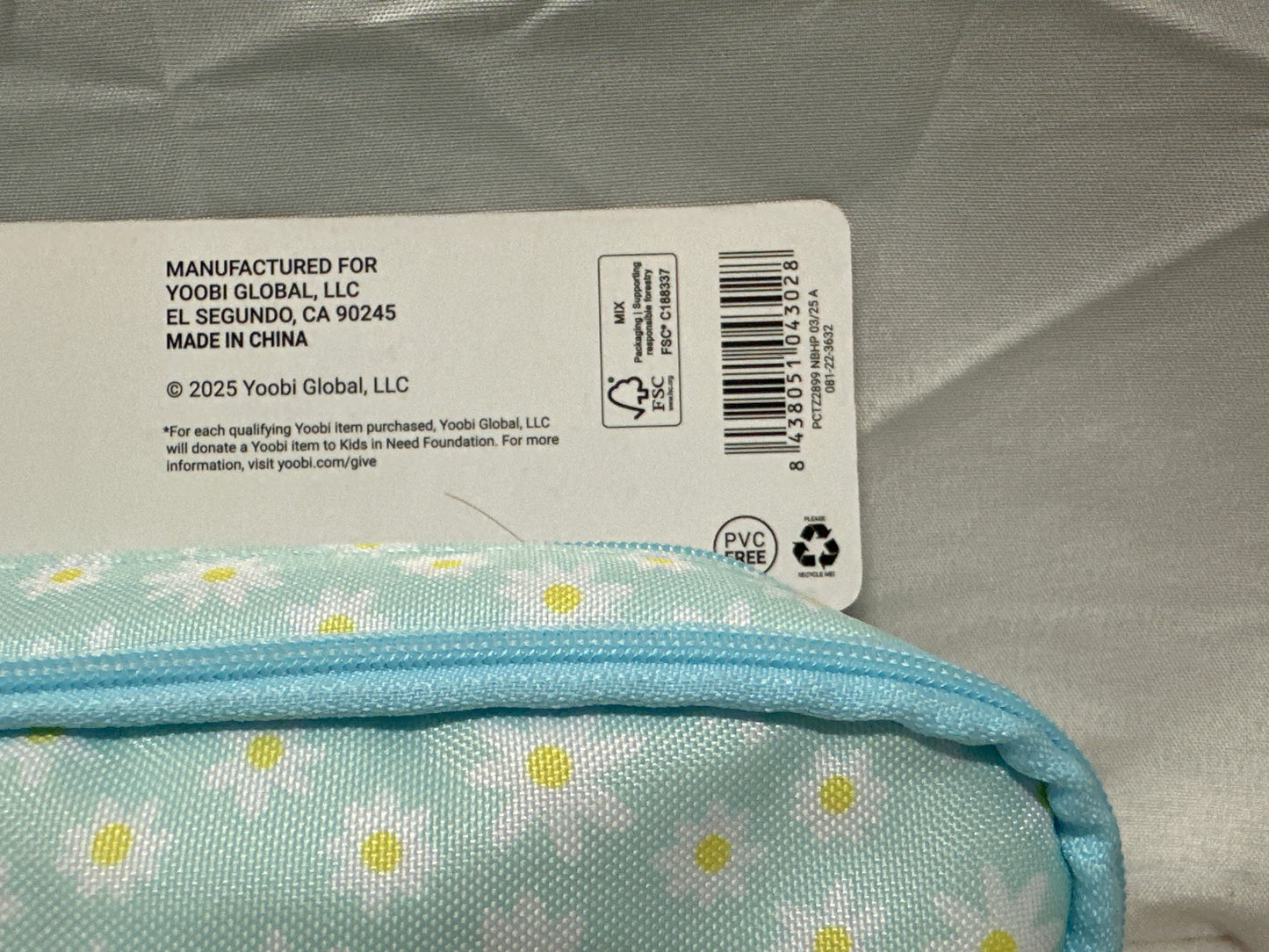 Yoobi Blue Daisy Pencil Case Zippered School Supply Pouch