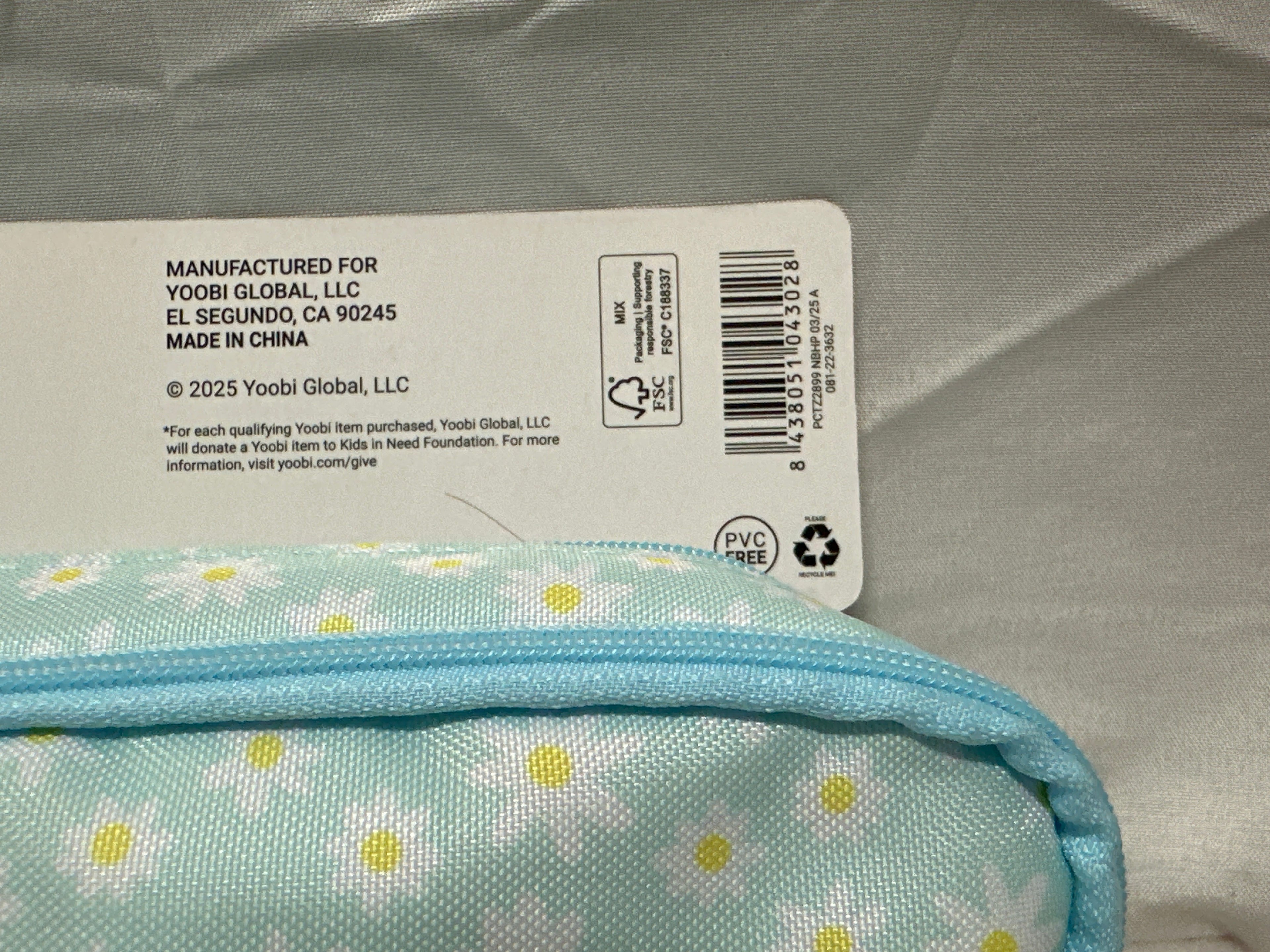 Yoobi Blue Daisy Pencil Case Zippered School Supply Pouch