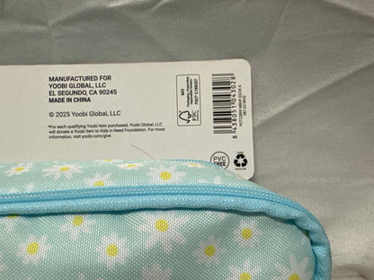 Yoobi Blue Daisy Pencil Case Zippered School Supply Pouch