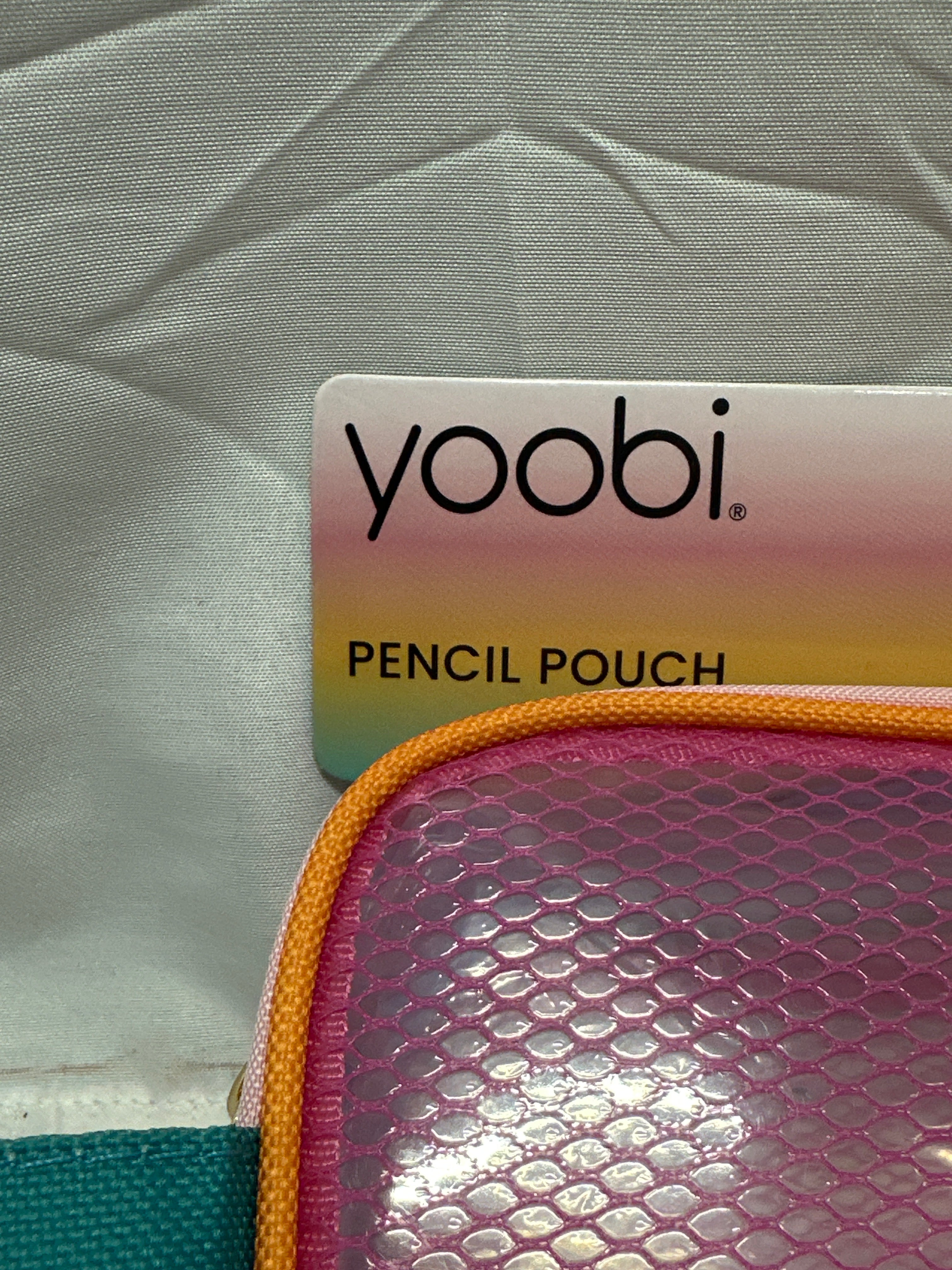Yoobi Pink Mesh Window Pencil Pouch Zip Case