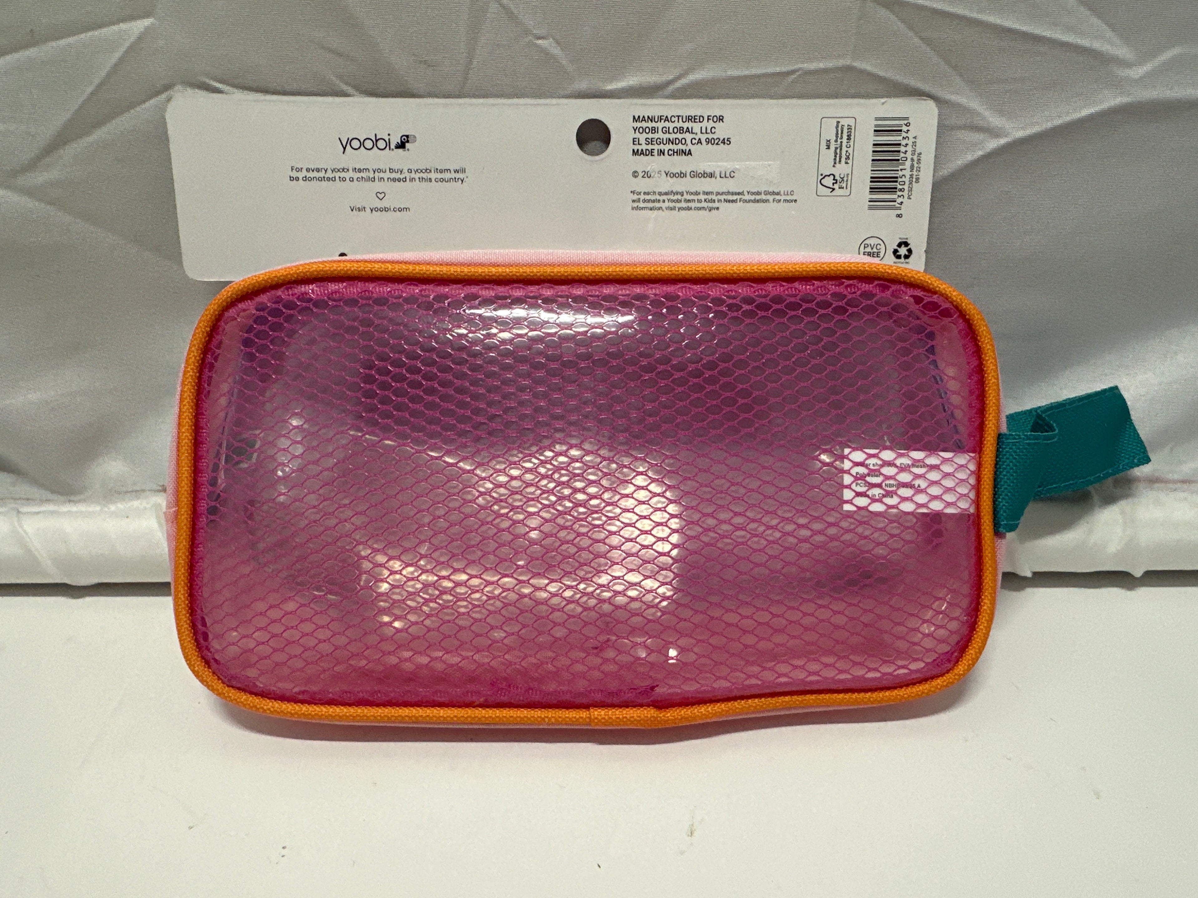 Yoobi Pink Mesh Window Pencil Pouch Zip Case