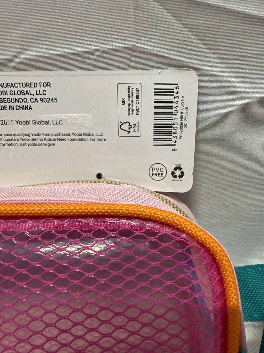 Yoobi Pink Mesh Window Pencil Pouch Zip Case