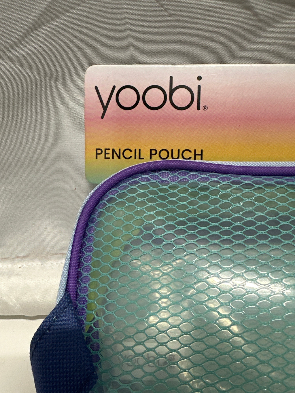 Yoobi Blue Mesh Window Pencil Pouch Zip Case PVC Free