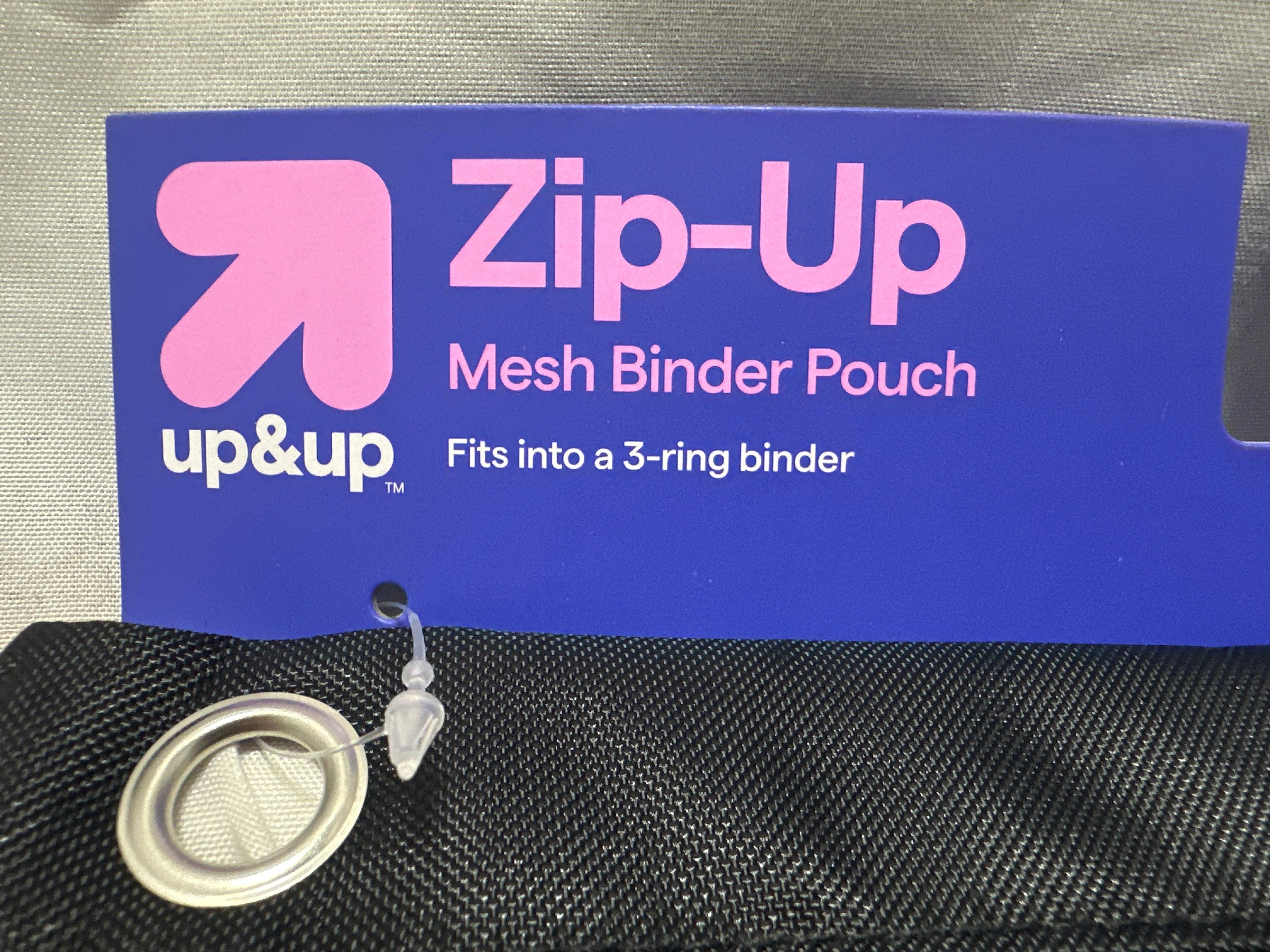 Up&Up Zip-Up Mesh Binder Pouch Black 10" x 7.25" 3 Ring Zipper Pencil Case