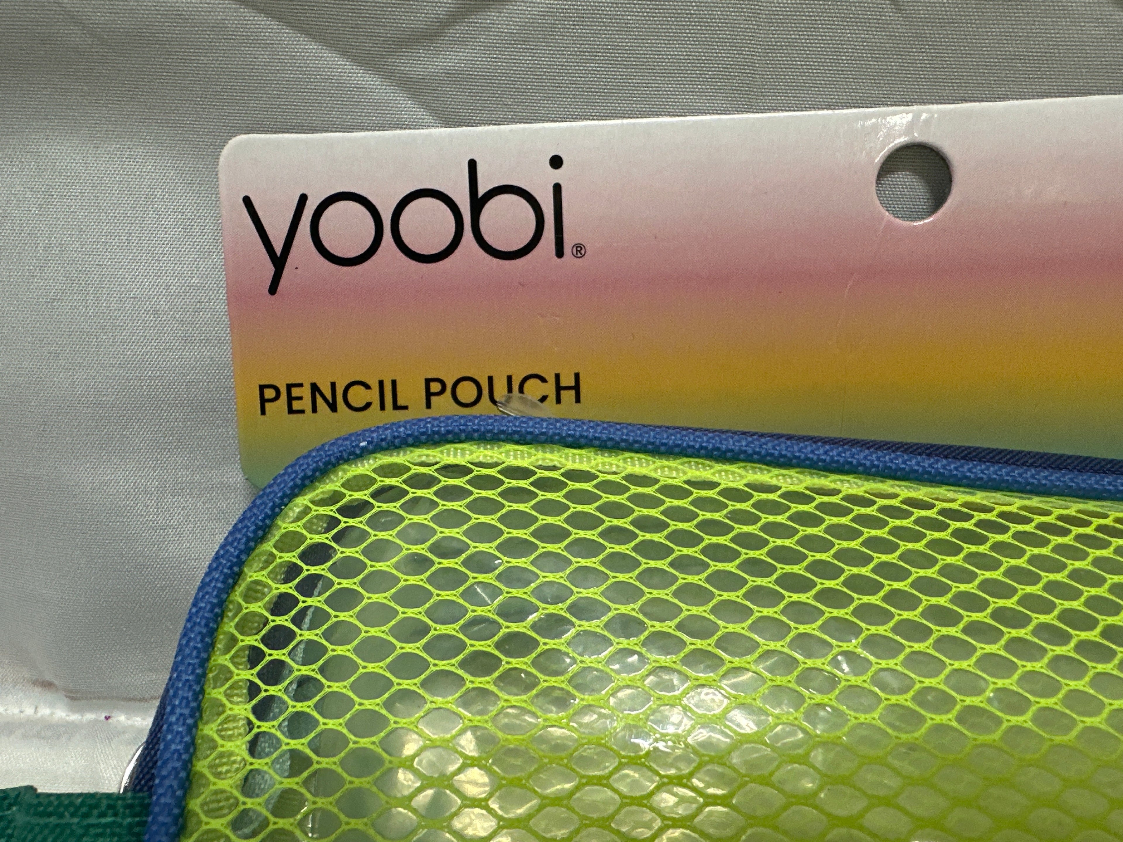 Yoobi Blue Green Mesh Pencil Pouch Clear School Supply Case