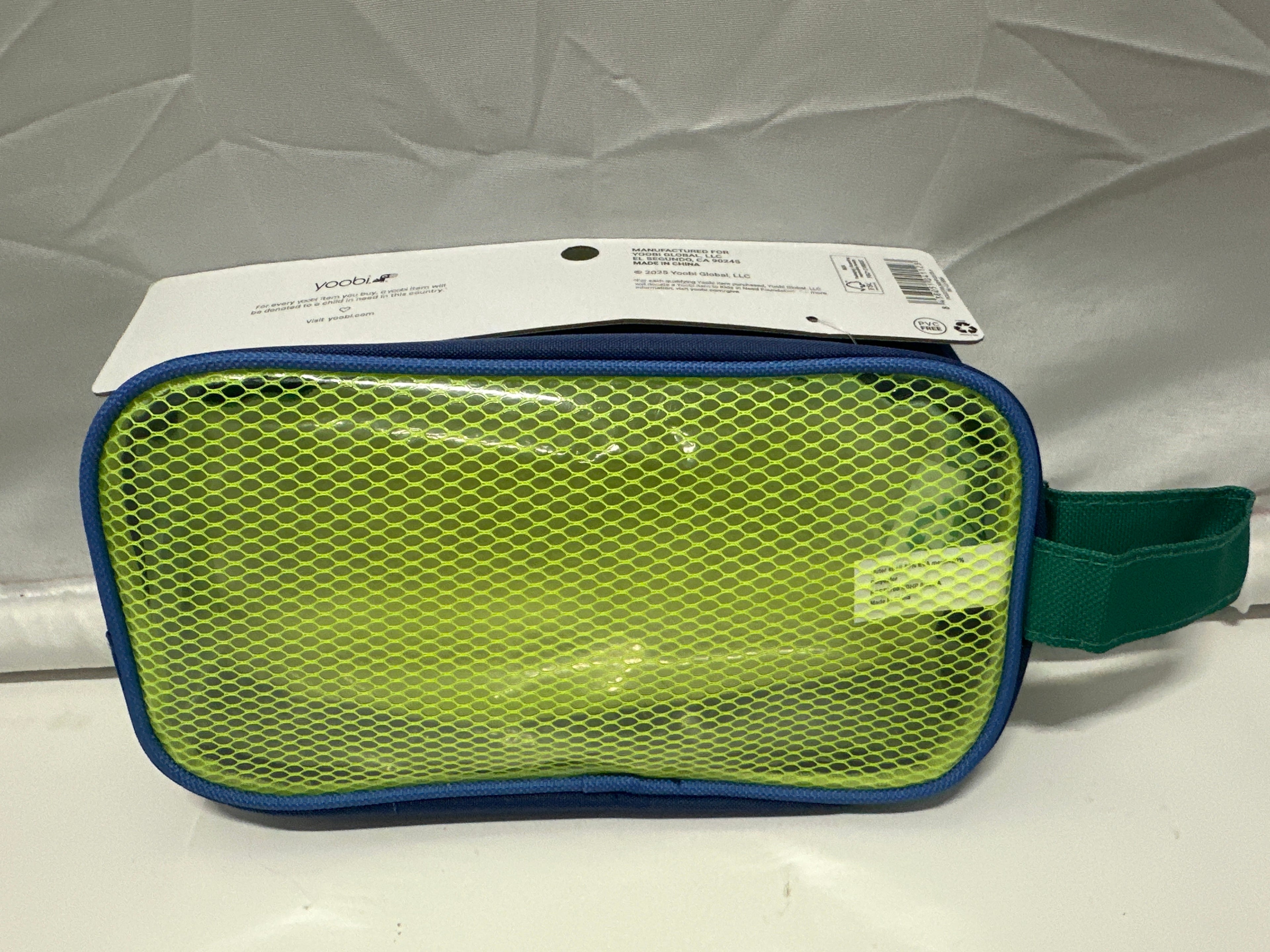 Yoobi Blue Green Mesh Pencil Pouch Clear School Supply Case