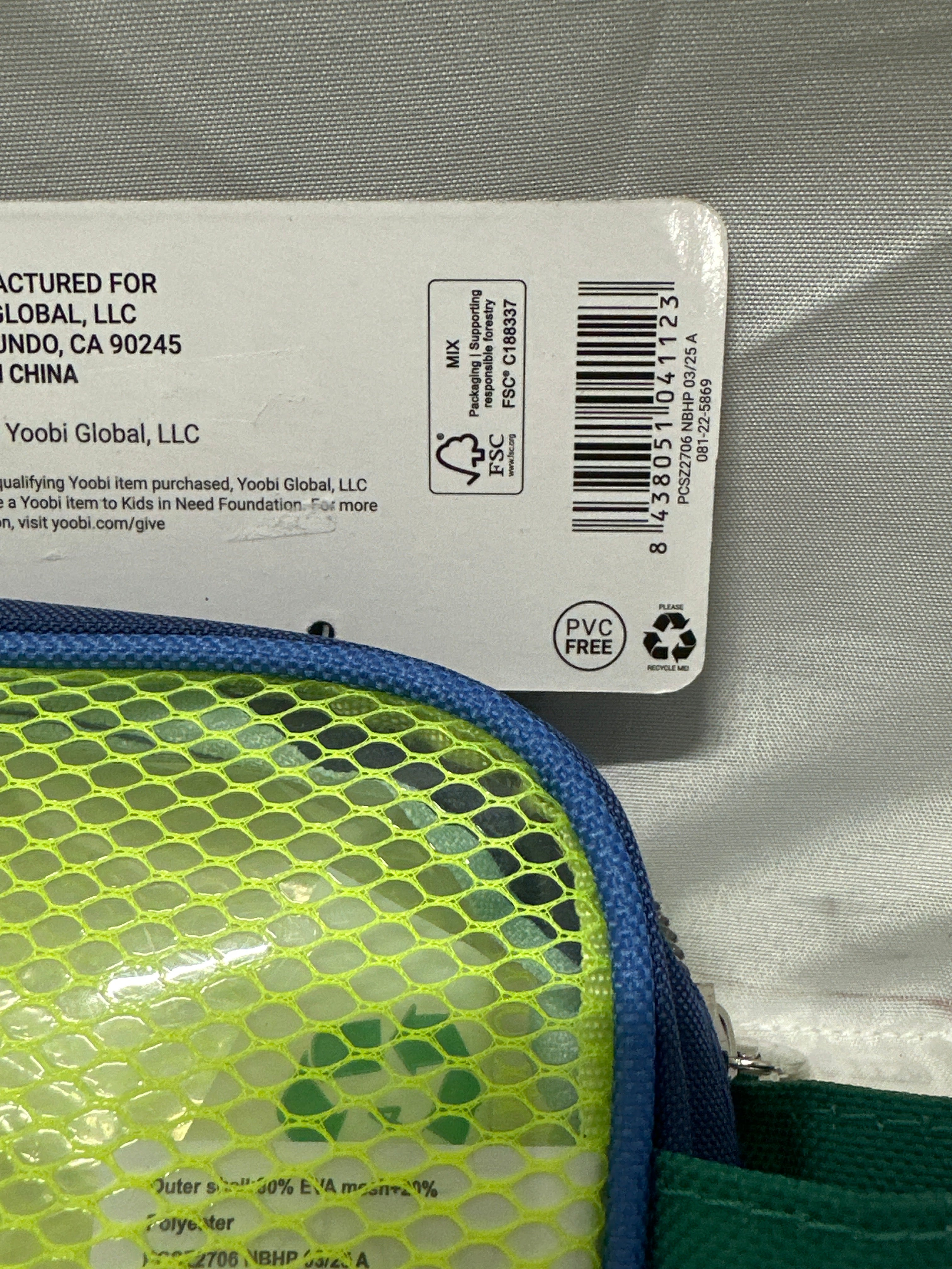 Yoobi Blue Green Mesh Pencil Pouch Clear School Supply Case