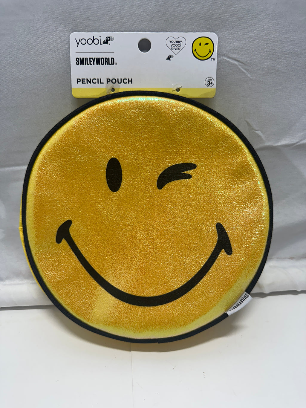 Yoobi SmileyWorld Winking Smiley Face Round Pencil Pouch Yellow