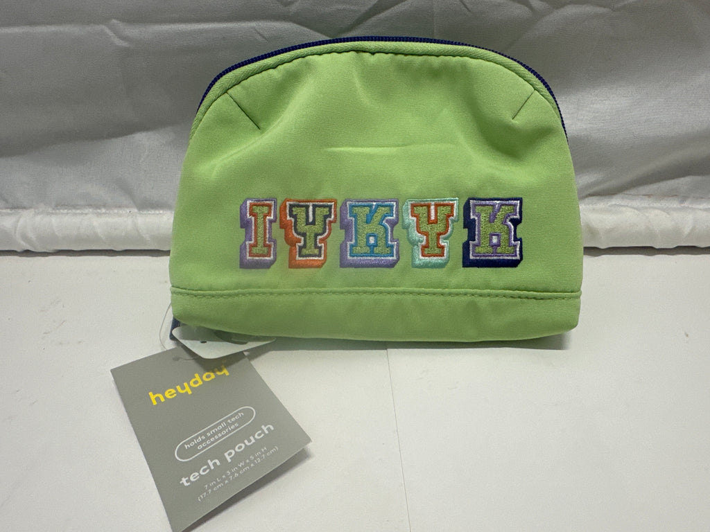 heyday Tech Pouch Pastel Lime IYKYK Embroidered Accessory Organizer