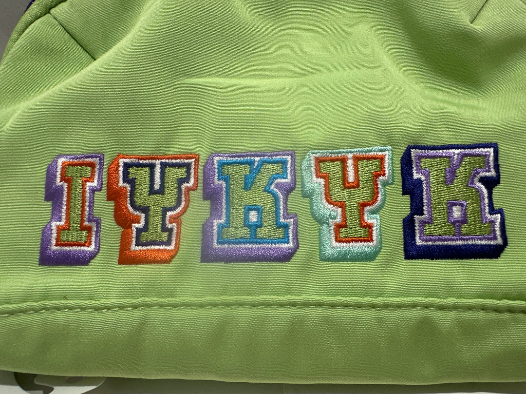 heyday Tech Pouch Pastel Lime IYKYK Embroidered Accessory Organizer