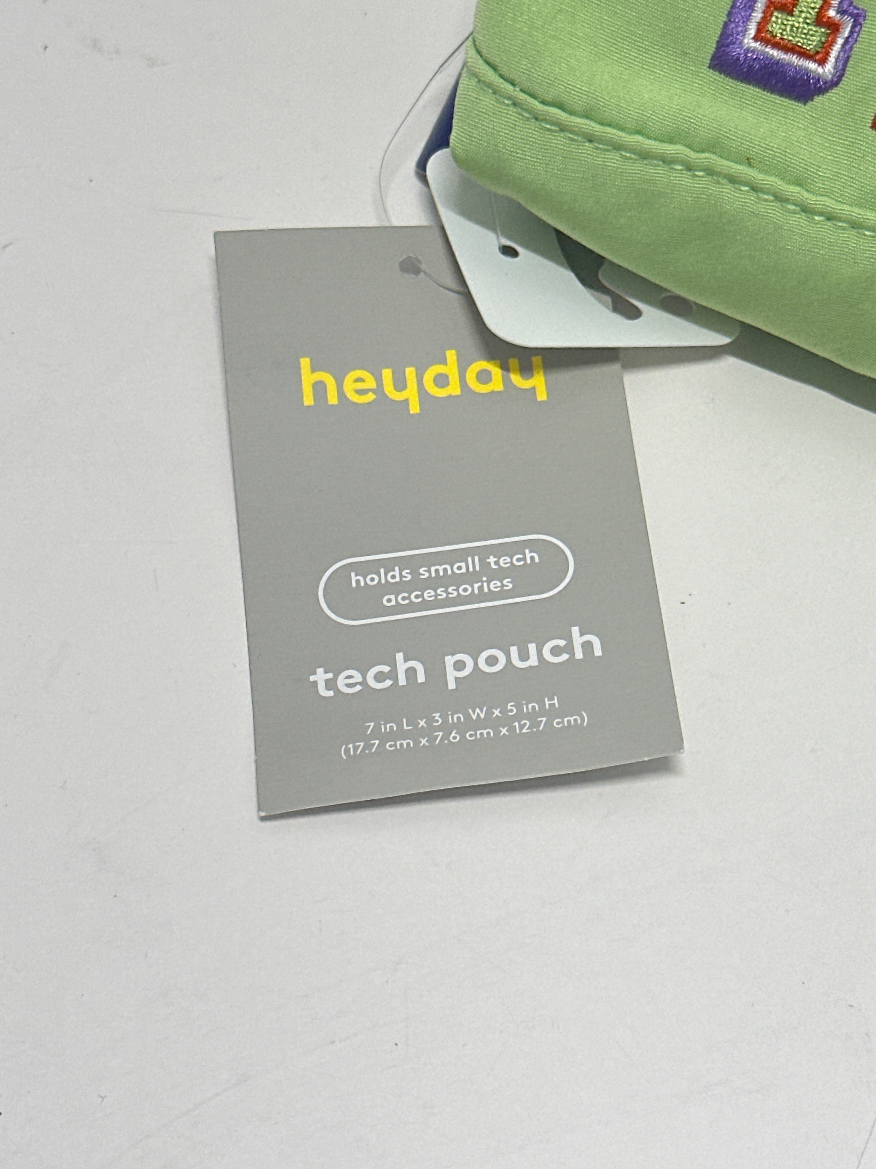 heyday Tech Pouch Pastel Lime IYKYK Embroidered Accessory Organizer