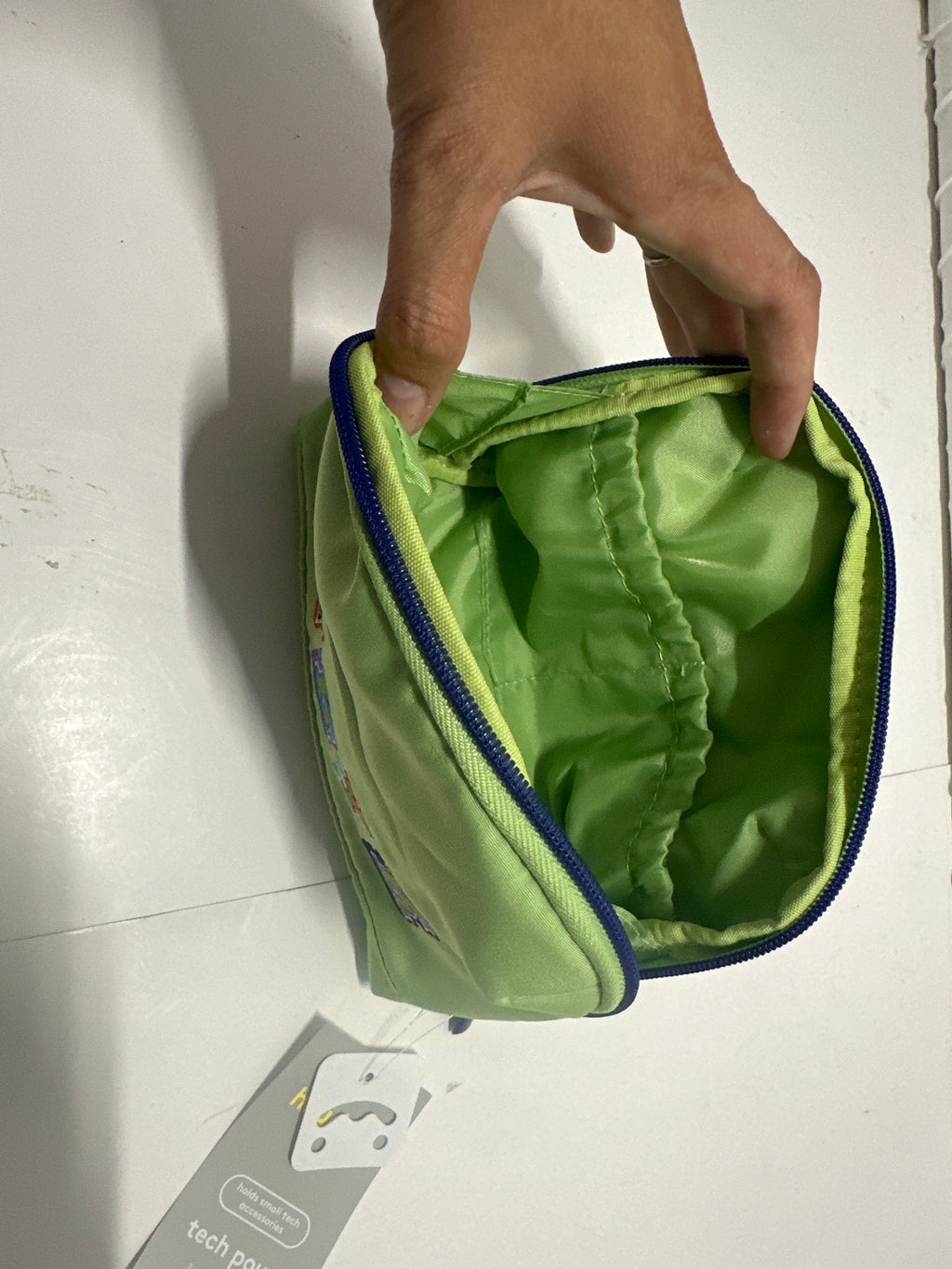 heyday Tech Pouch Pastel Lime IYKYK Embroidered Accessory Organizer