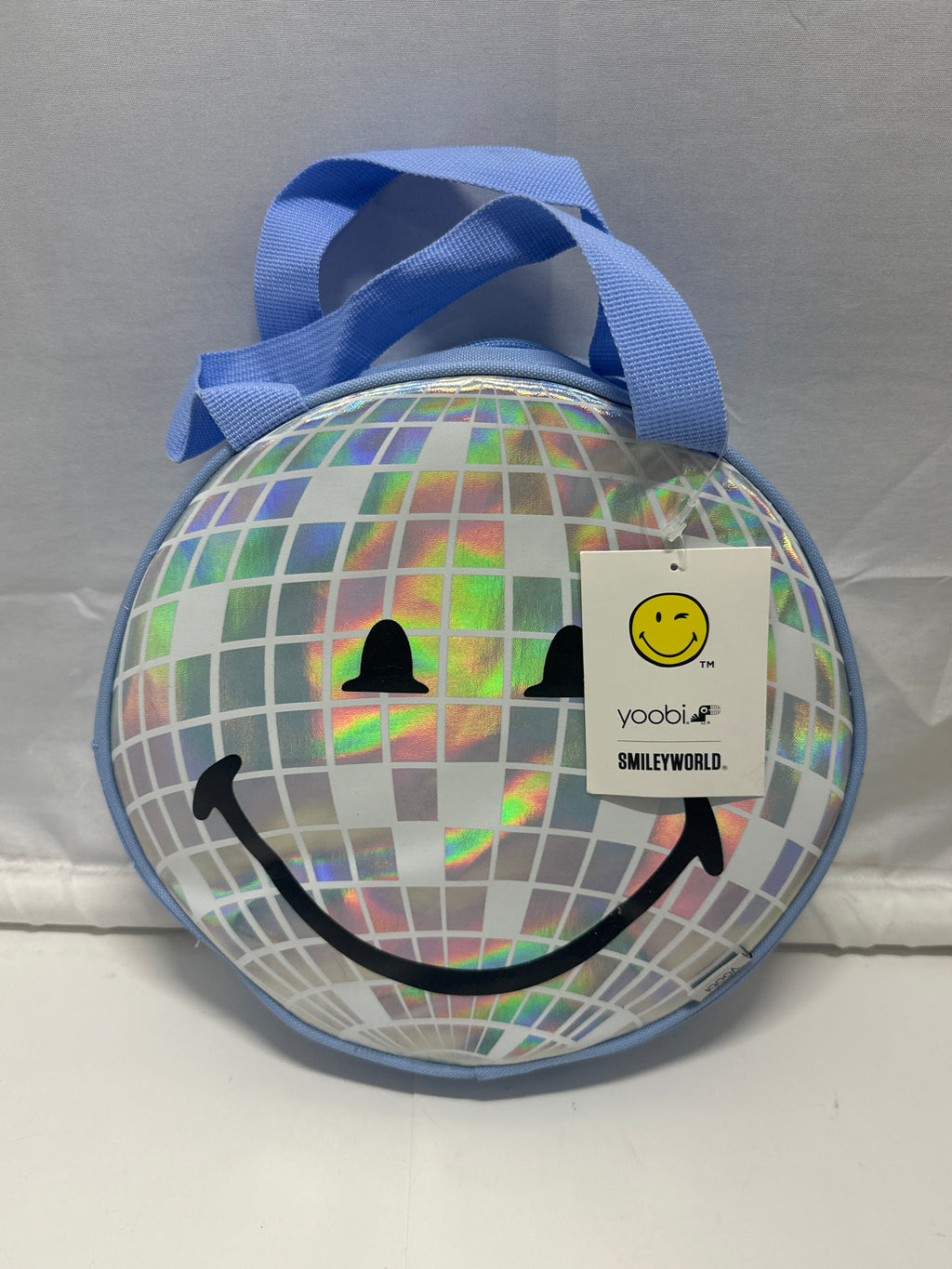 Yoobi SmileyWorld Disco Ball Round Lunch Bag Blue Insulated Kids