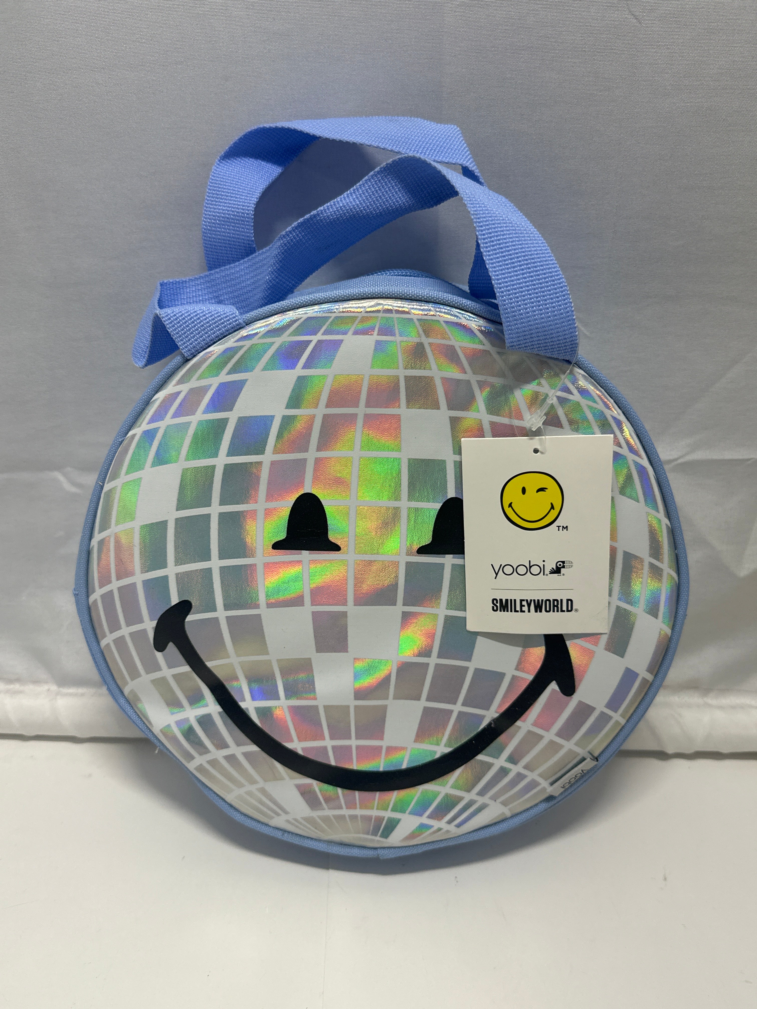 Yoobi SmileyWorld Disco Ball Round Lunch Bag Blue Insulated Kids
