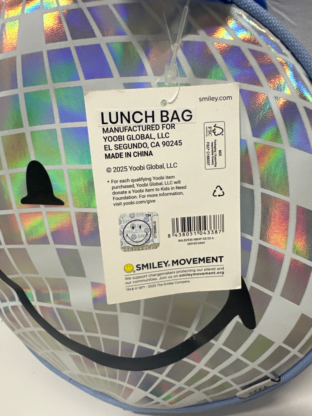 Yoobi SmileyWorld Disco Ball Round Lunch Bag Blue Insulated Kids