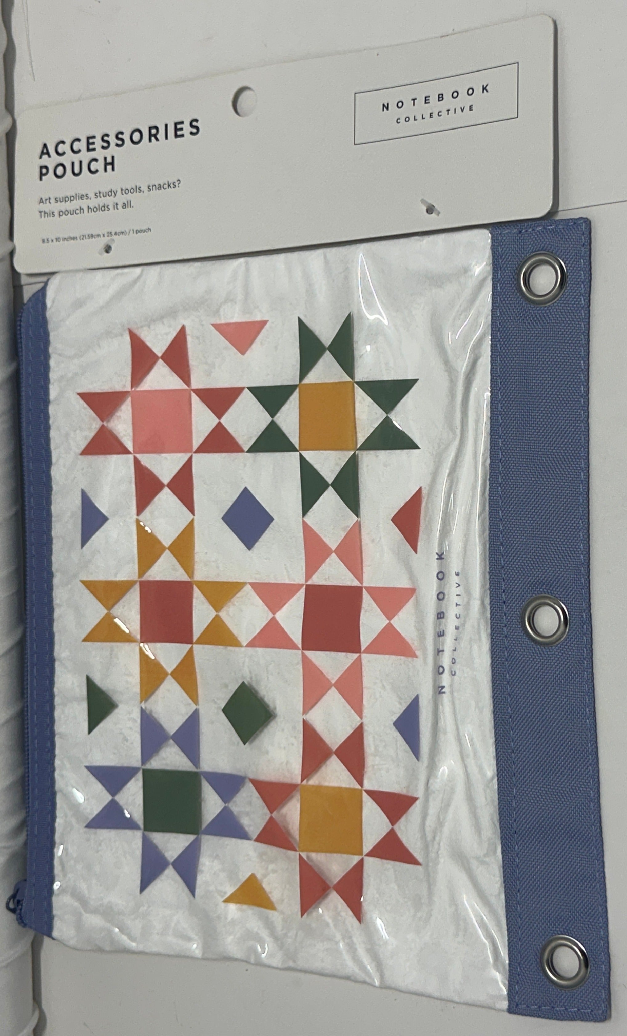 Notebook Collective Accessories Pouch Geometric Print 8.5 x 10 In Blue