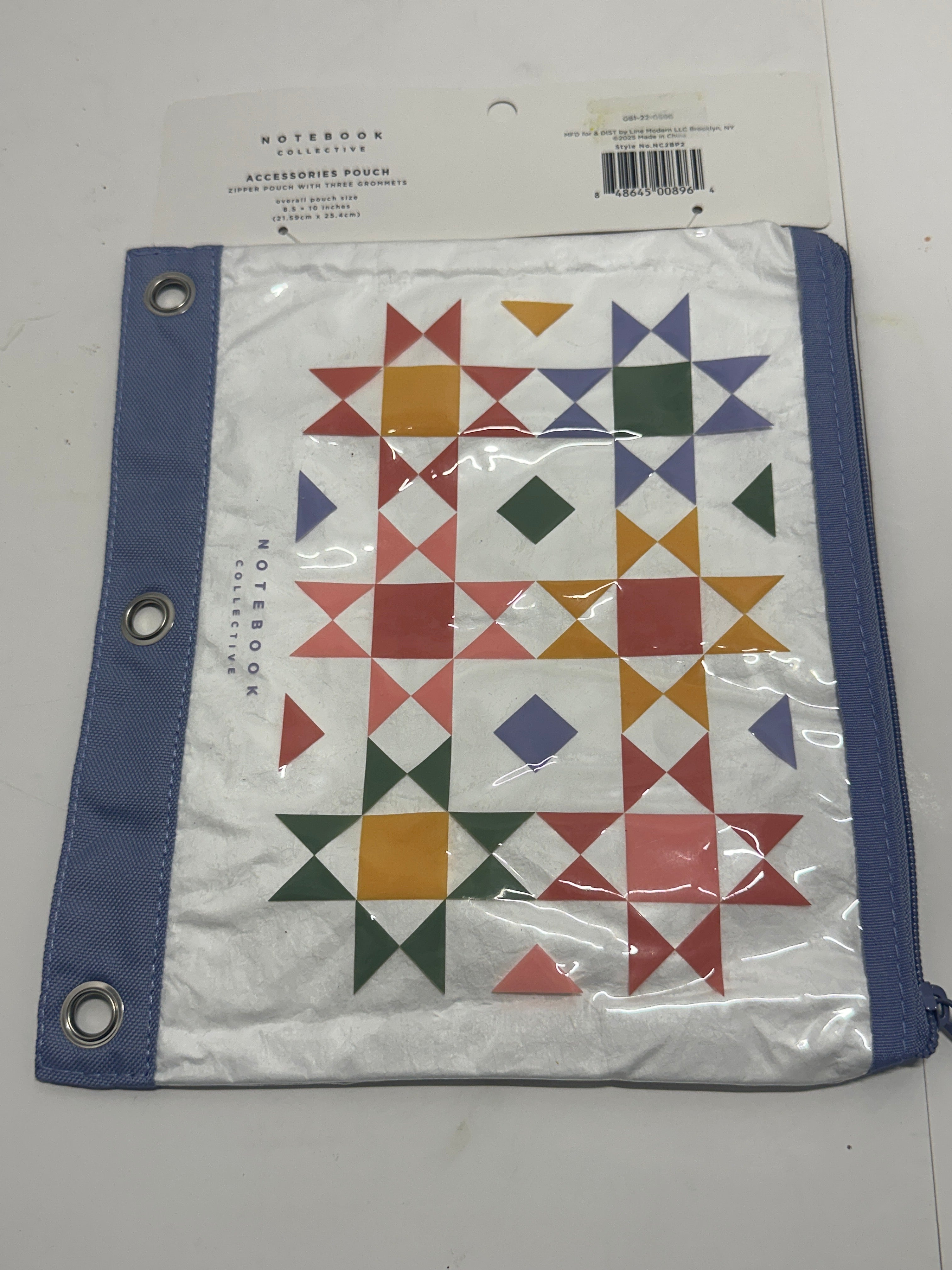 Notebook Collective Accessories Pouch Geometric Print 8.5 x 10 In Blue
