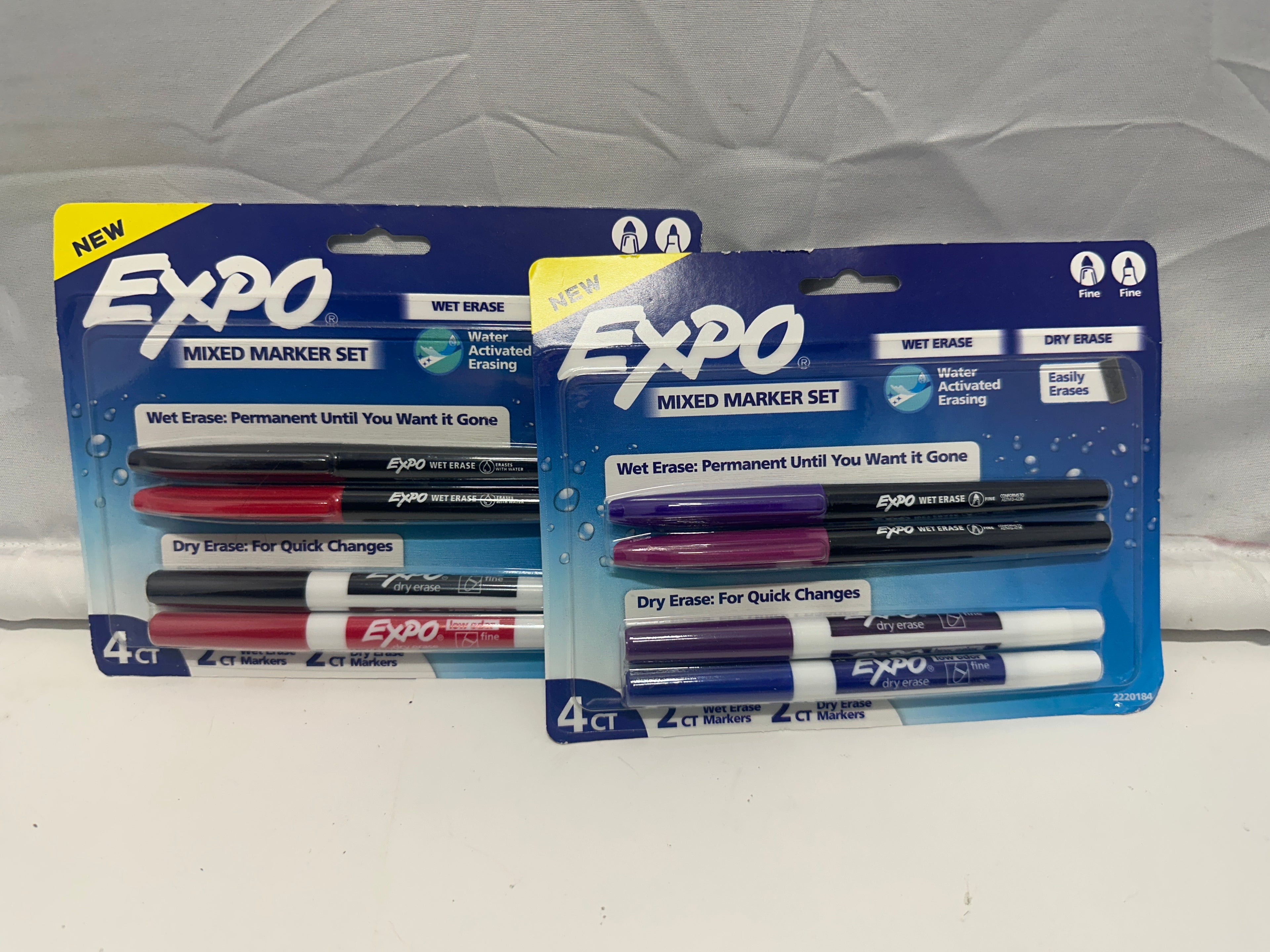 EXPO Mixed Marker Set 8 Count Wet Erase & Dry Erase Fine Tip Assorted Colors