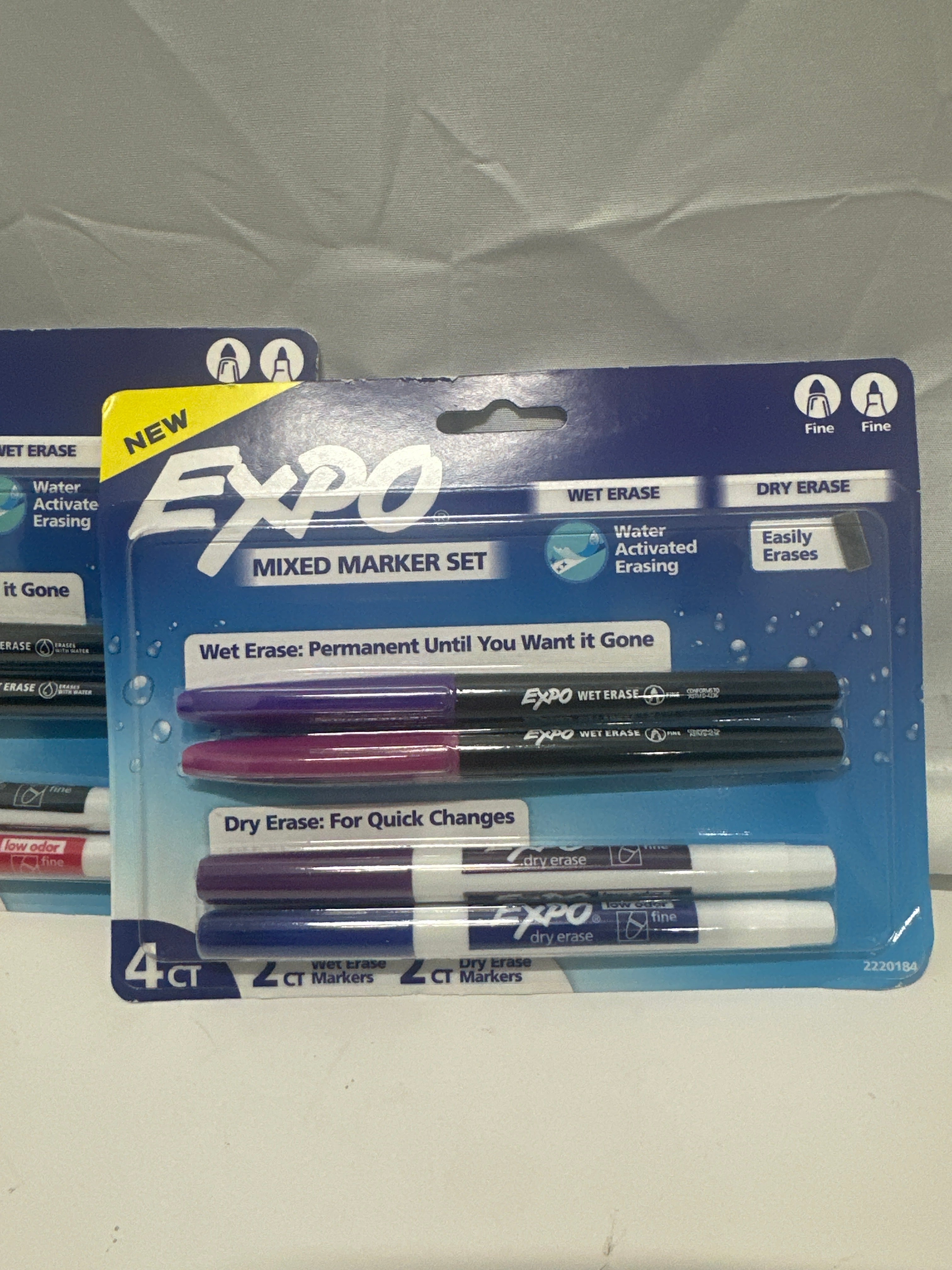 EXPO Mixed Marker Set 8 Count Wet Erase & Dry Erase Fine Tip Assorted Colors