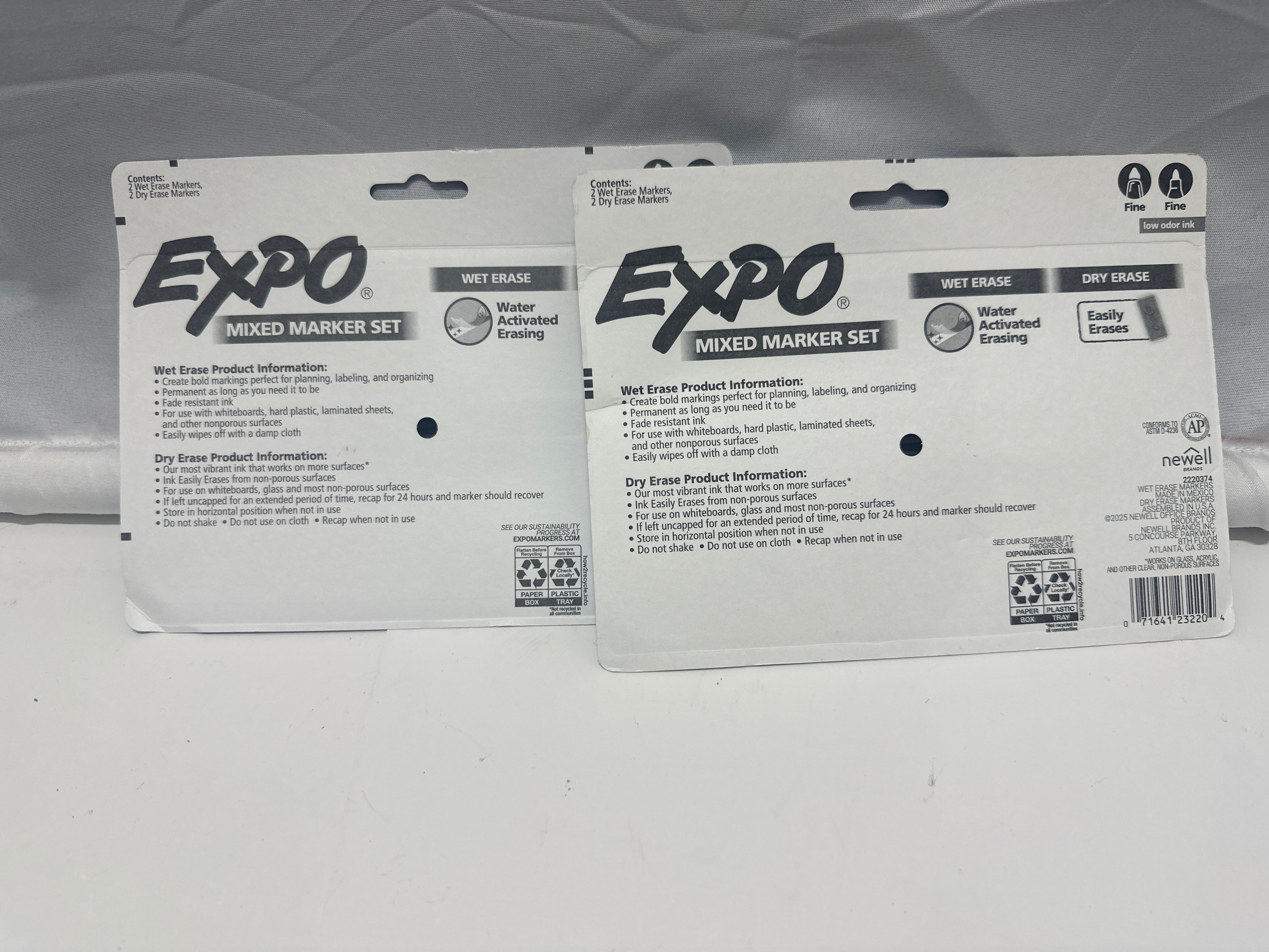 EXPO Mixed Marker Set 8 Count Wet Erase & Dry Erase Fine Tip Assorted Colors