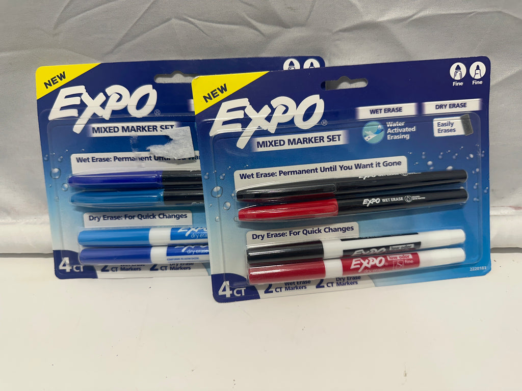 EXPO Mixed Marker Set 8 Count 4 Wet Erase & 4 Dry Erase Fine Tip Markers