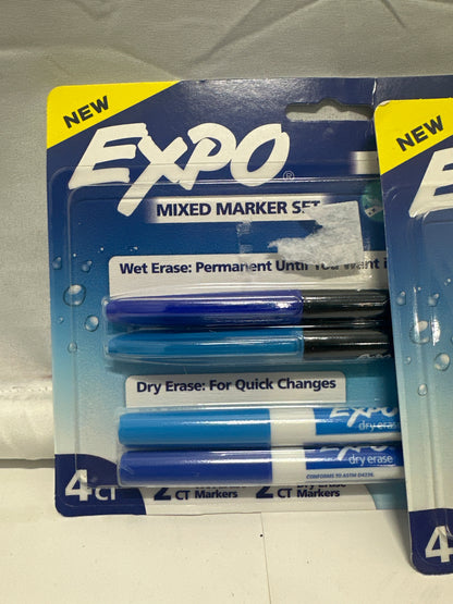EXPO Mixed Marker Set 8 Count 4 Wet Erase & 4 Dry Erase Fine Tip Markers