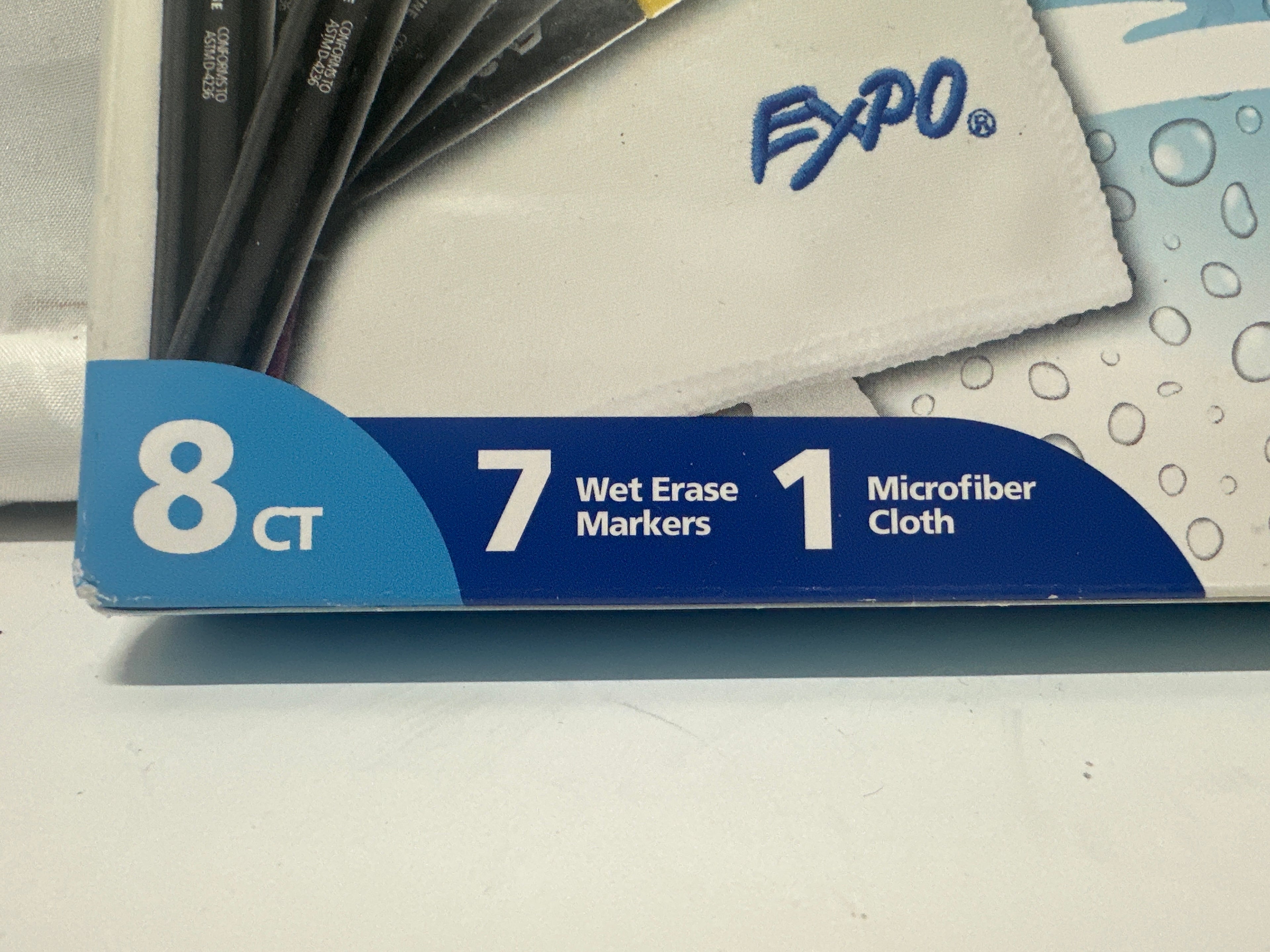 Expo Semi-Permanent Wet Erase Markers Fine Tip 7 Count with Microfiber Cloth