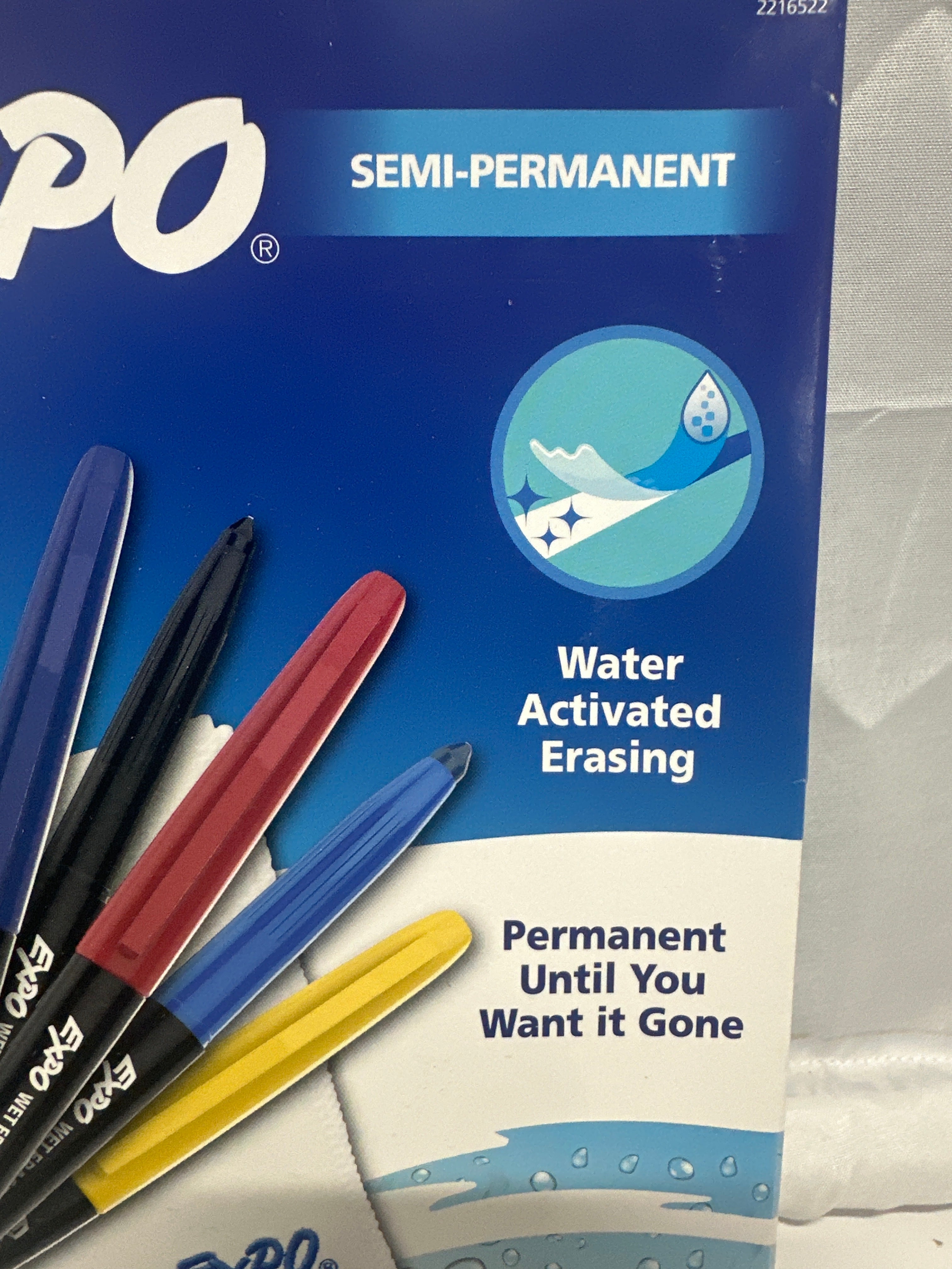 Expo Semi-Permanent Wet Erase Markers Fine Tip 7 Count with Microfiber Cloth