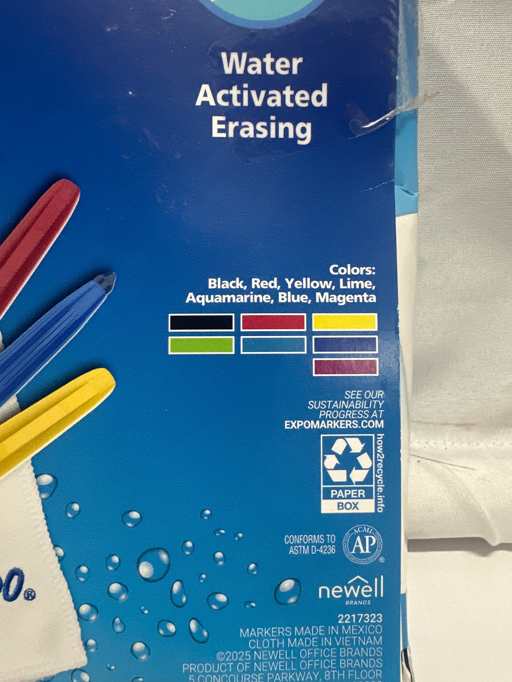 Expo Semi-Permanent Wet Erase Markers Fine Tip 7 Count with Microfiber Cloth