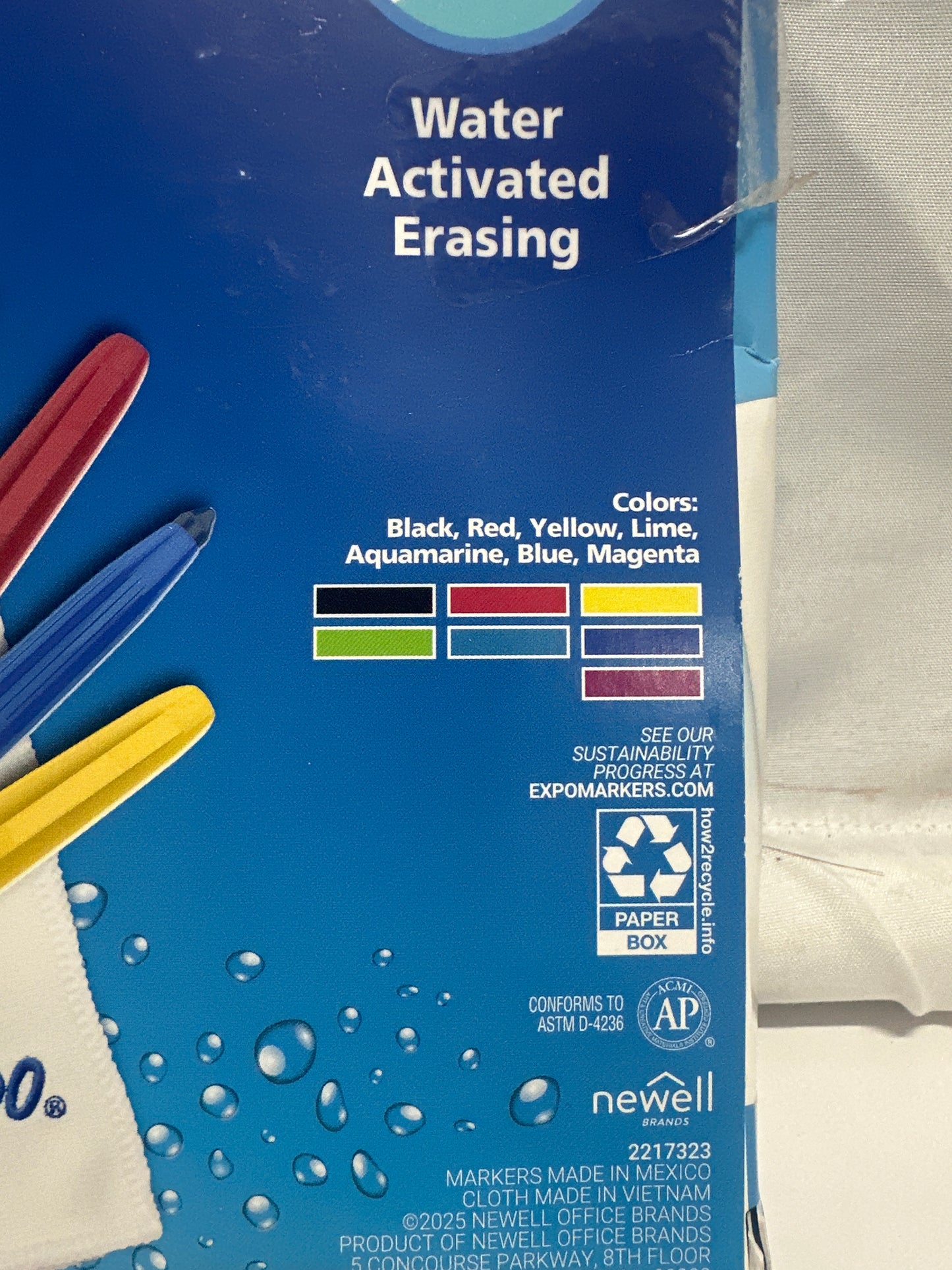 Expo Semi-Permanent Wet Erase Markers Fine Tip 7 Count with Microfiber Cloth