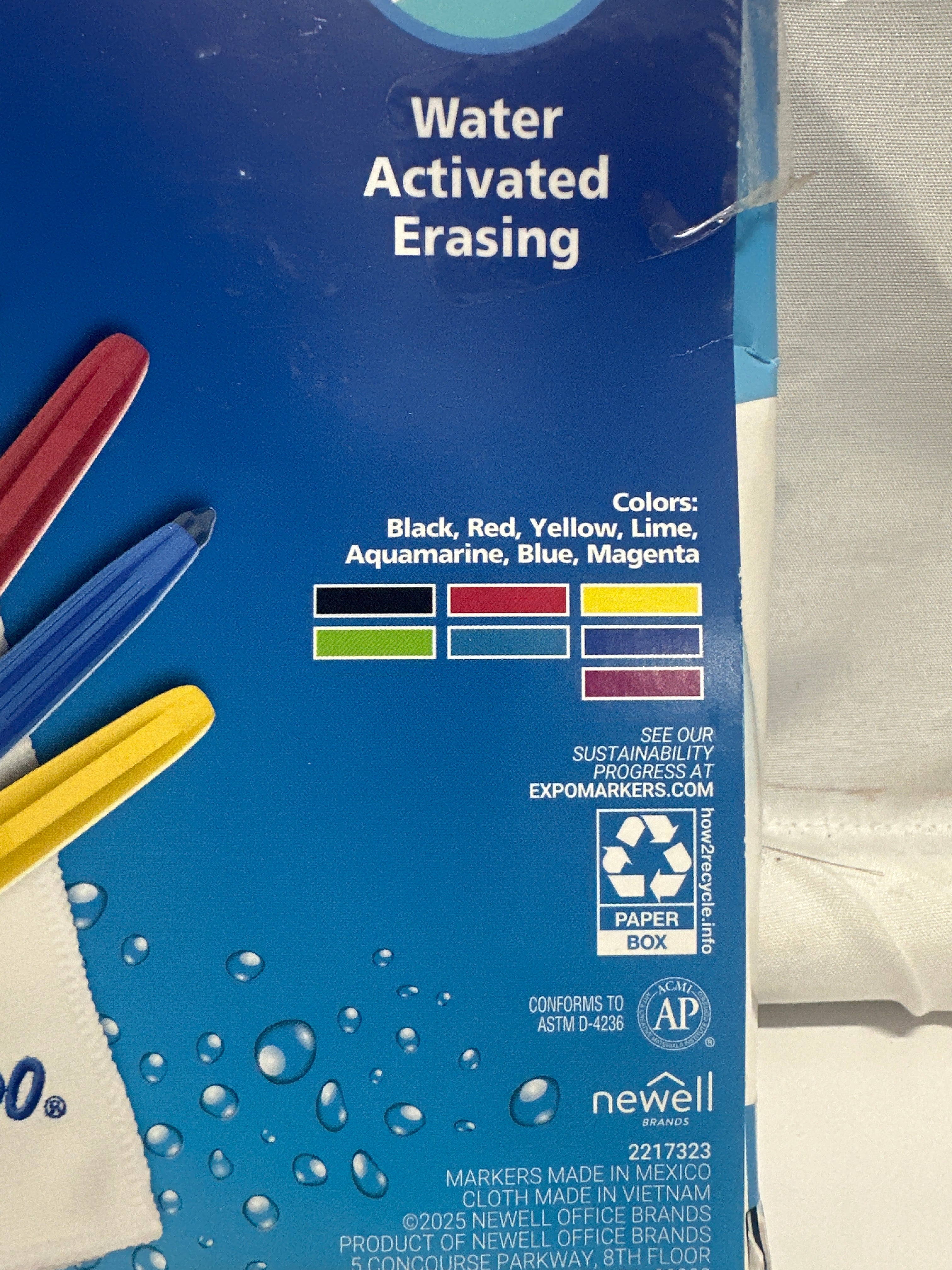 Expo Semi-Permanent Wet Erase Markers Fine Tip 7 Count with Microfiber Cloth