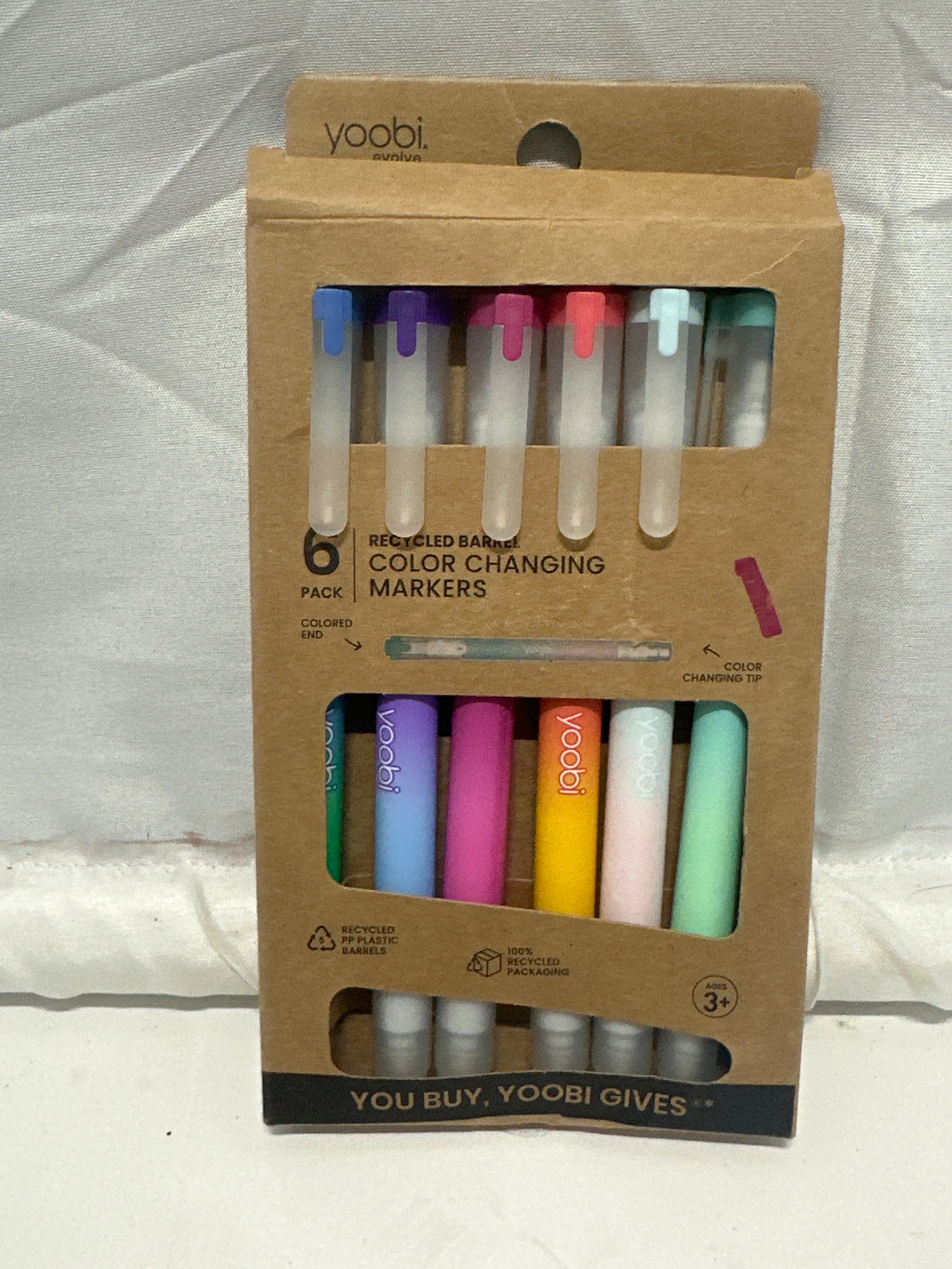 Yoobi Color Changing Markers 6 Pack Recycled Barrel Dual Tip Kids Art Markers