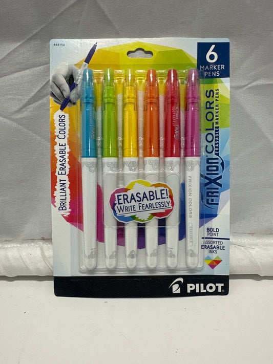 Pilot FriXion Colors Erasable Marker Pens 6 Pack Assorted Bold Point