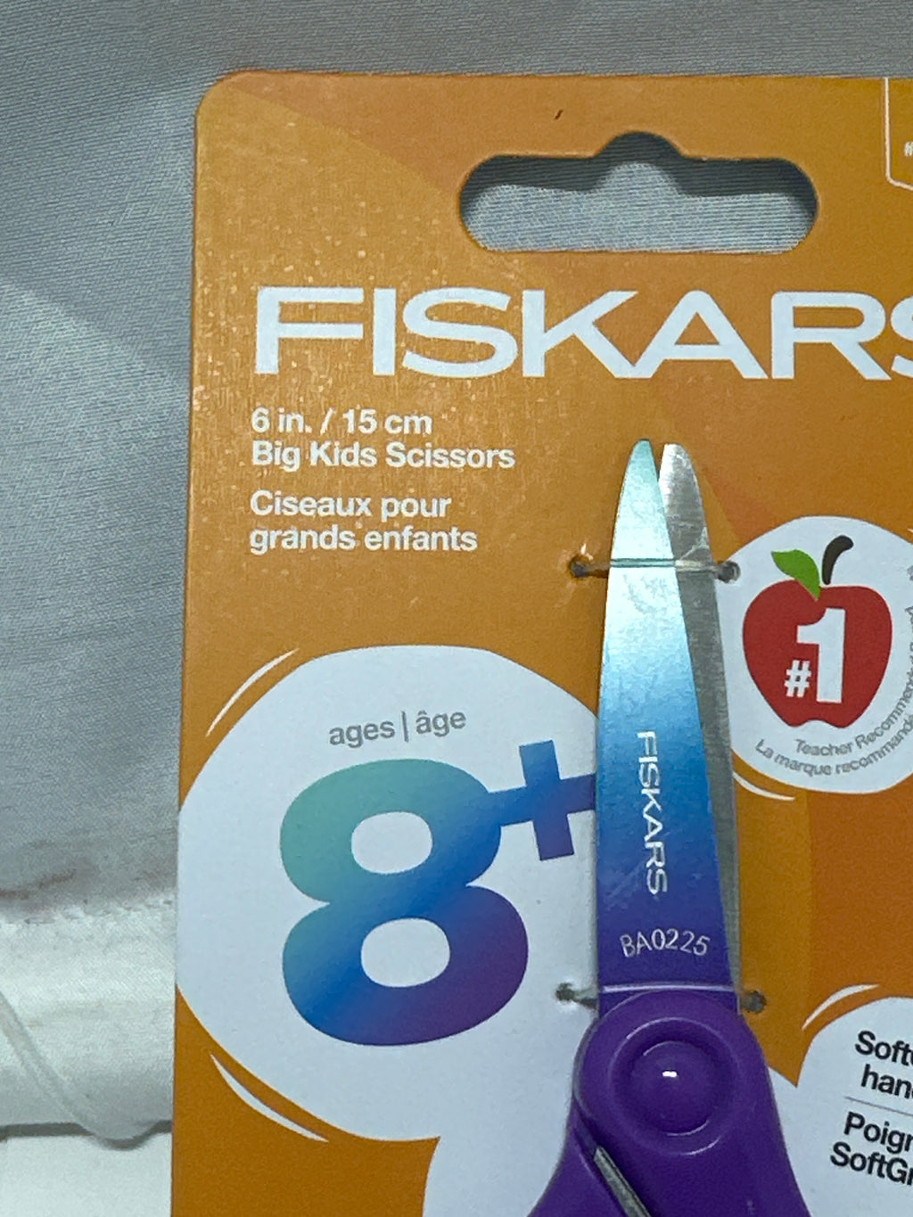 Fiskars 6 Inch Big Kids Scissors Purple Blue Ages 8+ SoftGrip Stainless Steel