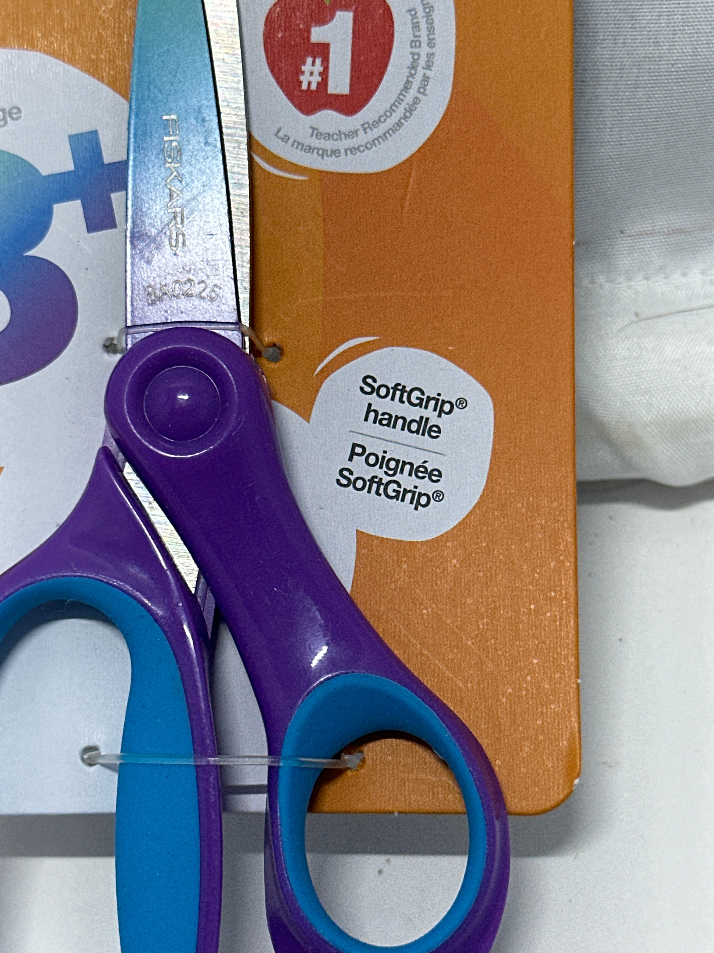 Fiskars 6 Inch Big Kids Scissors Purple Blue Ages 8+ SoftGrip Stainless Steel