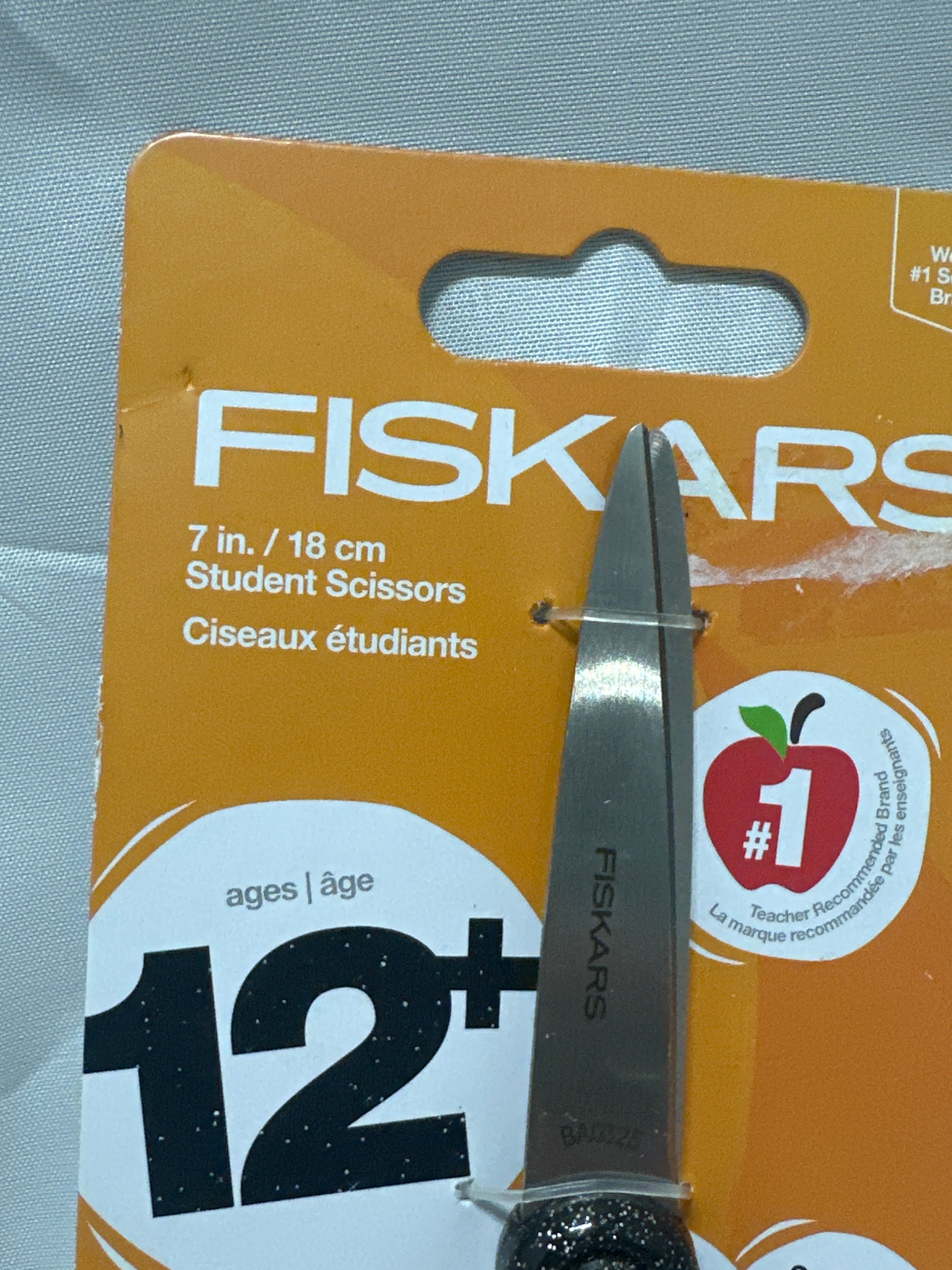 Fiskars 7 Inch Student Scissors SoftGrip 12+ Black Gray Stainless Steel