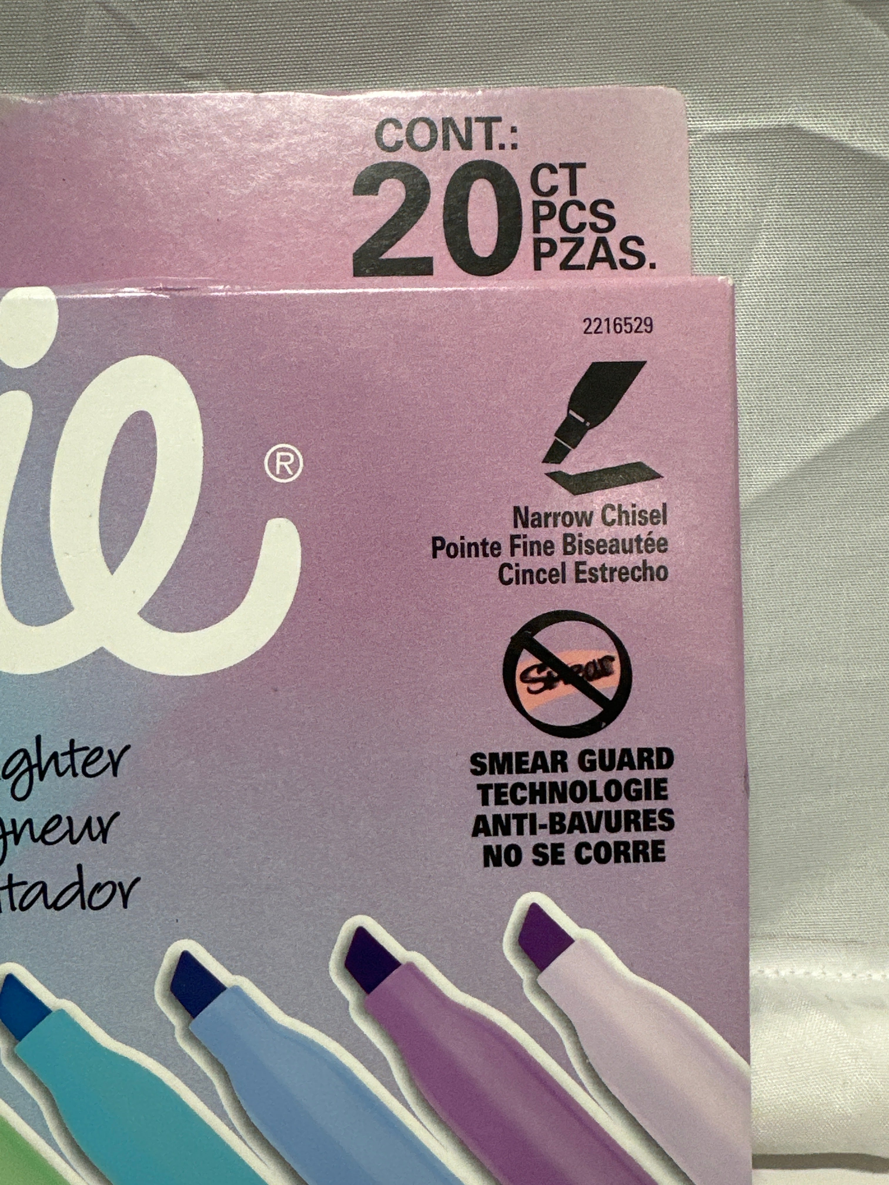 Sharpie Highlighters Assorted Colors 20 Count Narrow Chisel Smear Guard