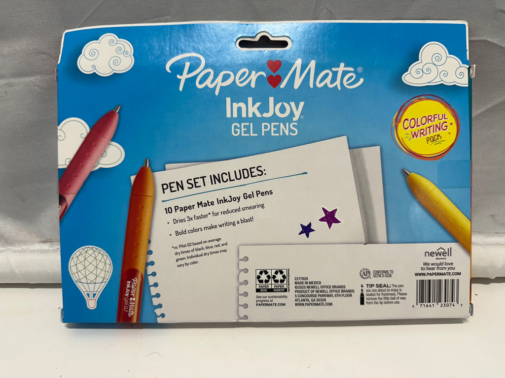 Paper Mate InkJoy Gel Pens 10 Count Assorted Colors 0.7mm Medium Point