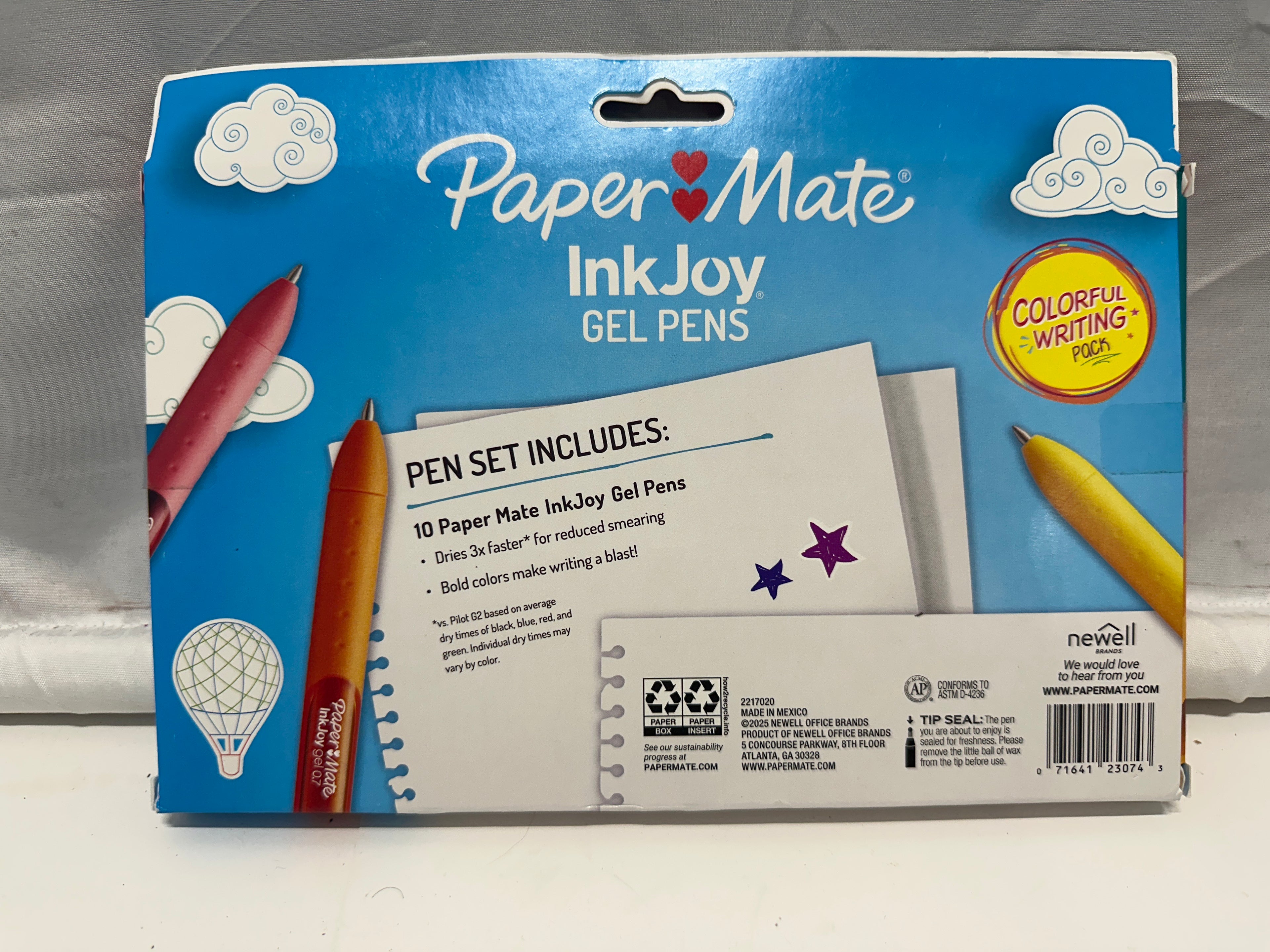 Paper Mate InkJoy Gel Pens 10 Count Assorted Colors 0.7mm Medium Point